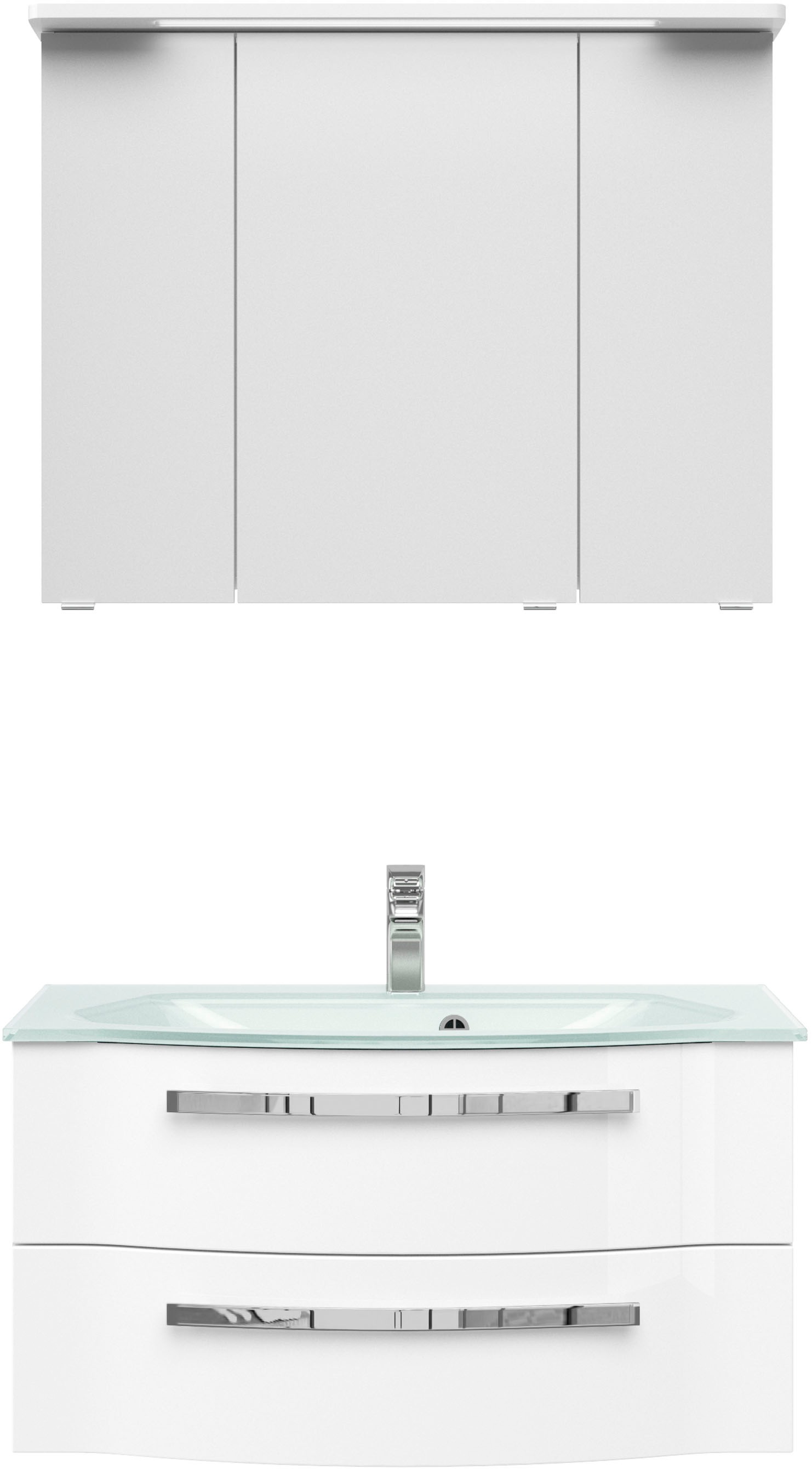 Saphir Badmöbel-Set »Serie 4005, vormontiert, Glaswaschbecken, Spiegelschra günstig online kaufen