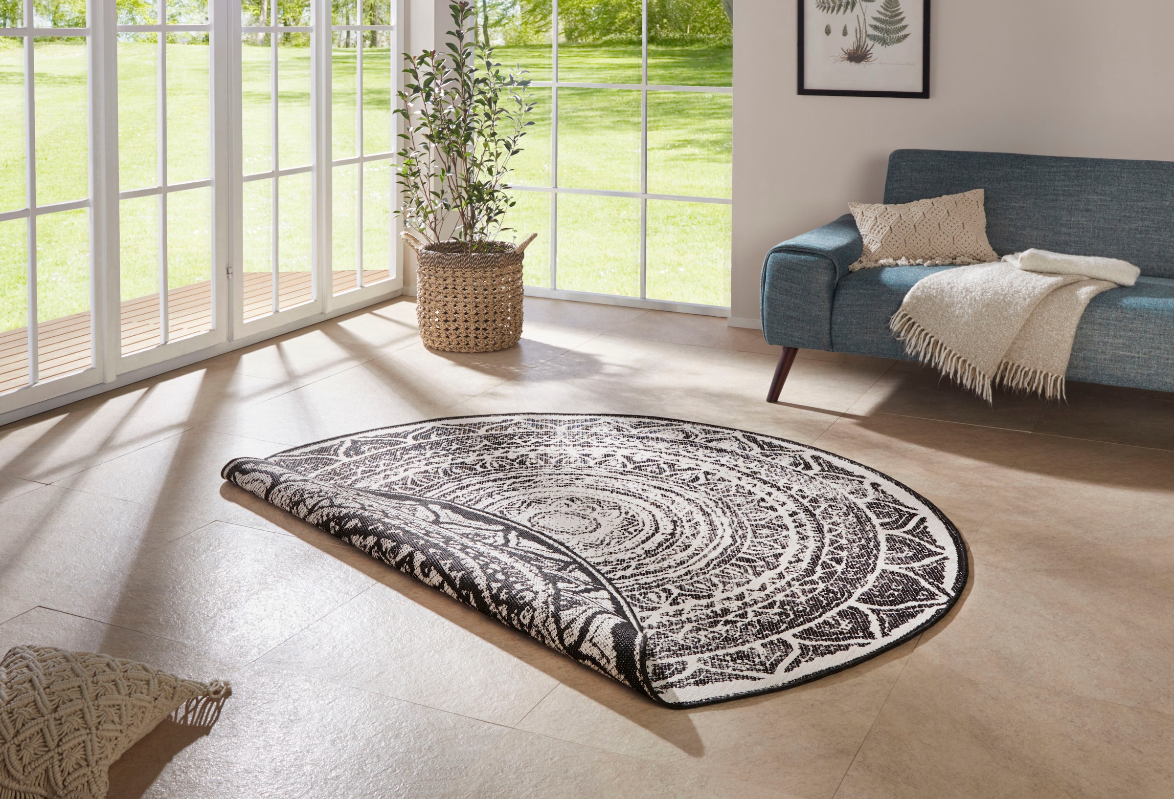 NORTHRUGS Teppich »Siruma«, rund, 5 mm Höhe, In- & Outdoor, Wendeteppich, O günstig online kaufen