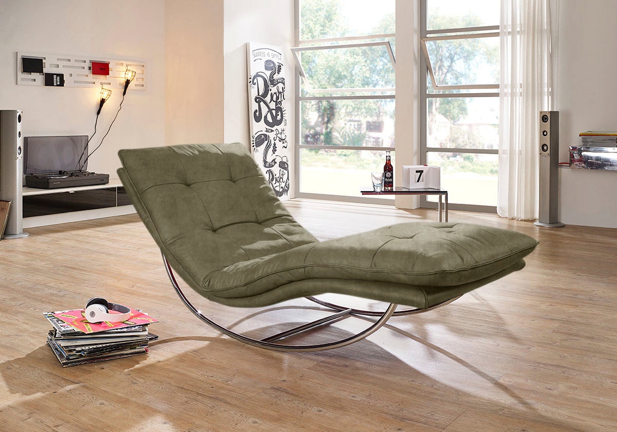 W.SCHILLIG Relaxliege »daily dreams«, in Waffelkissen-Optik, Schaukelgestell Chrom glänzend, in 2 Breiten