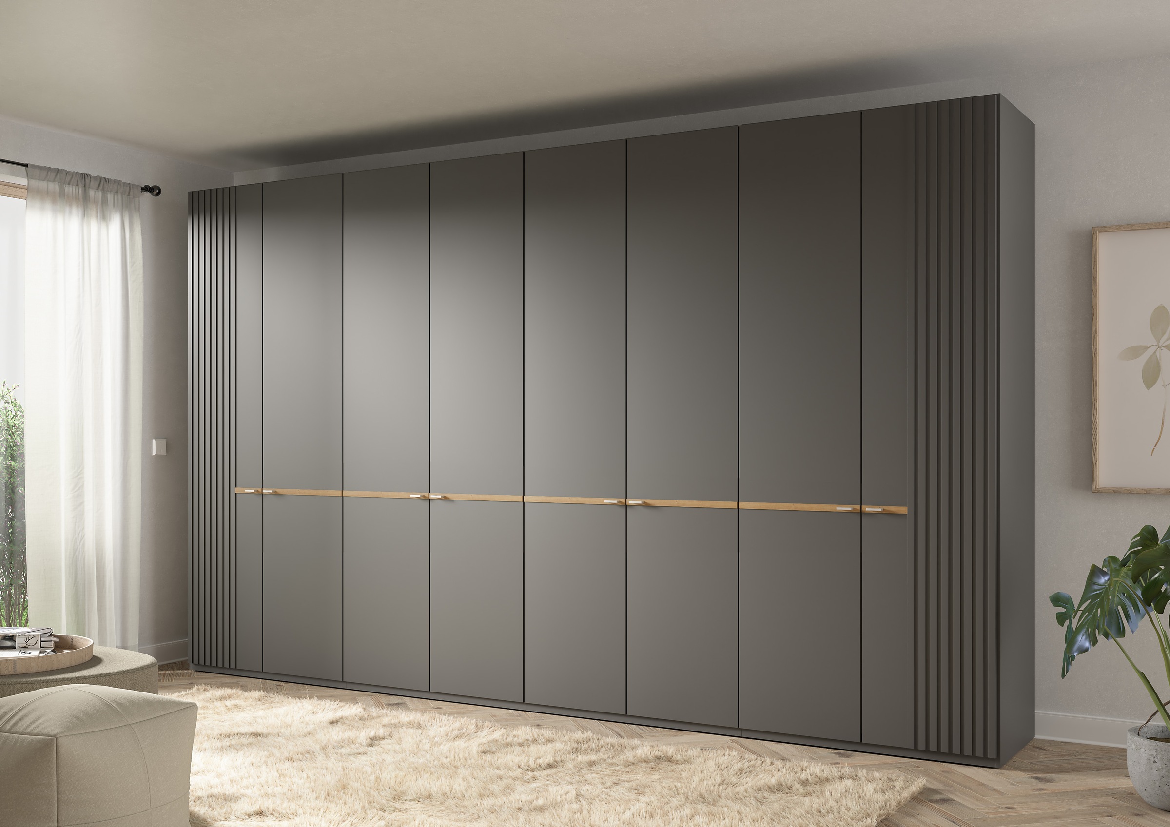 Musterring Drehtürenschrank »Isabelle«, Lamellen in Korpusfarbe, Griffe in silber, versch. Größen und Farben