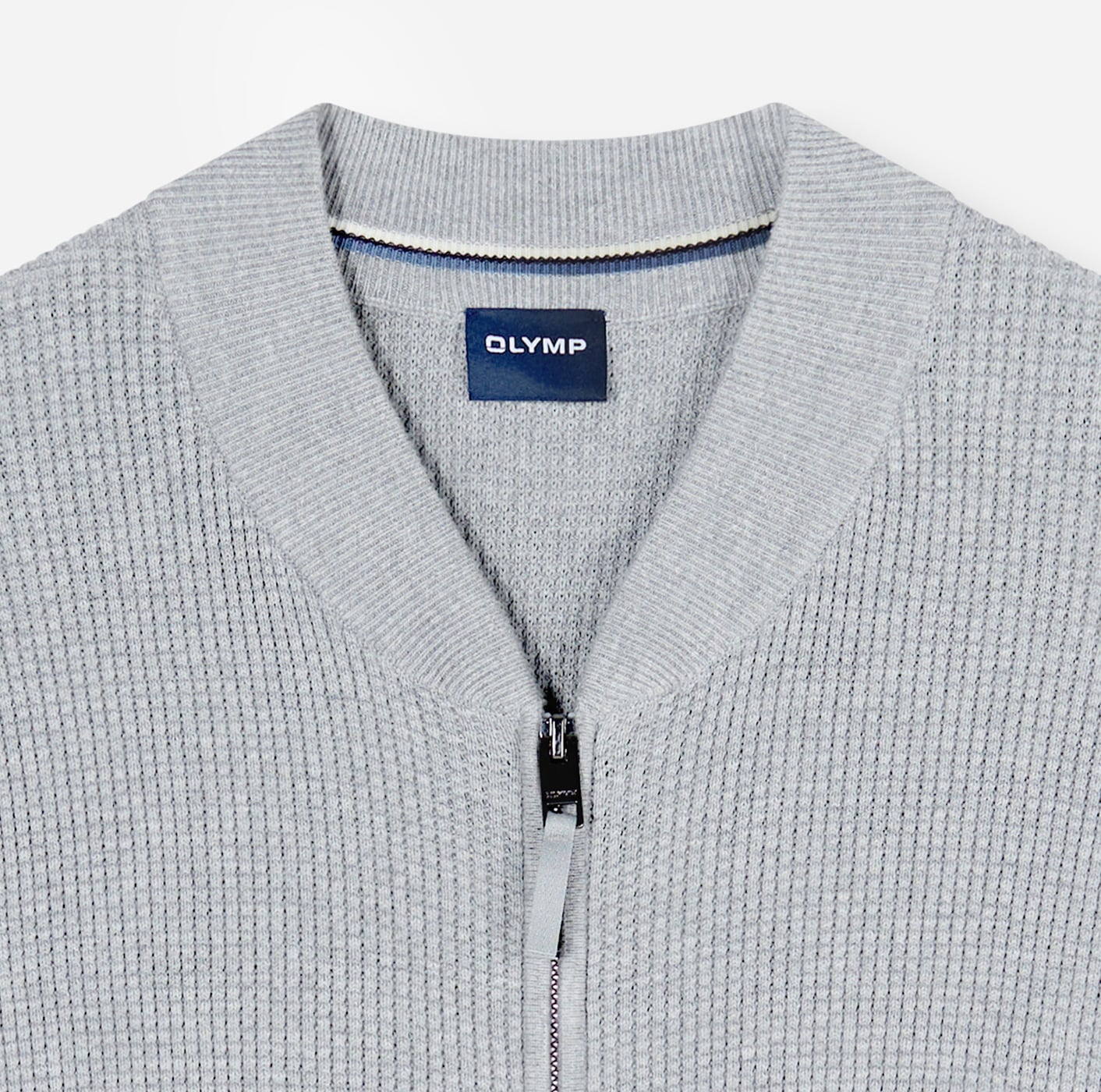 OLYMP Cardigan »Casual« Baumwollmix, Rippkragen, Regular Fit