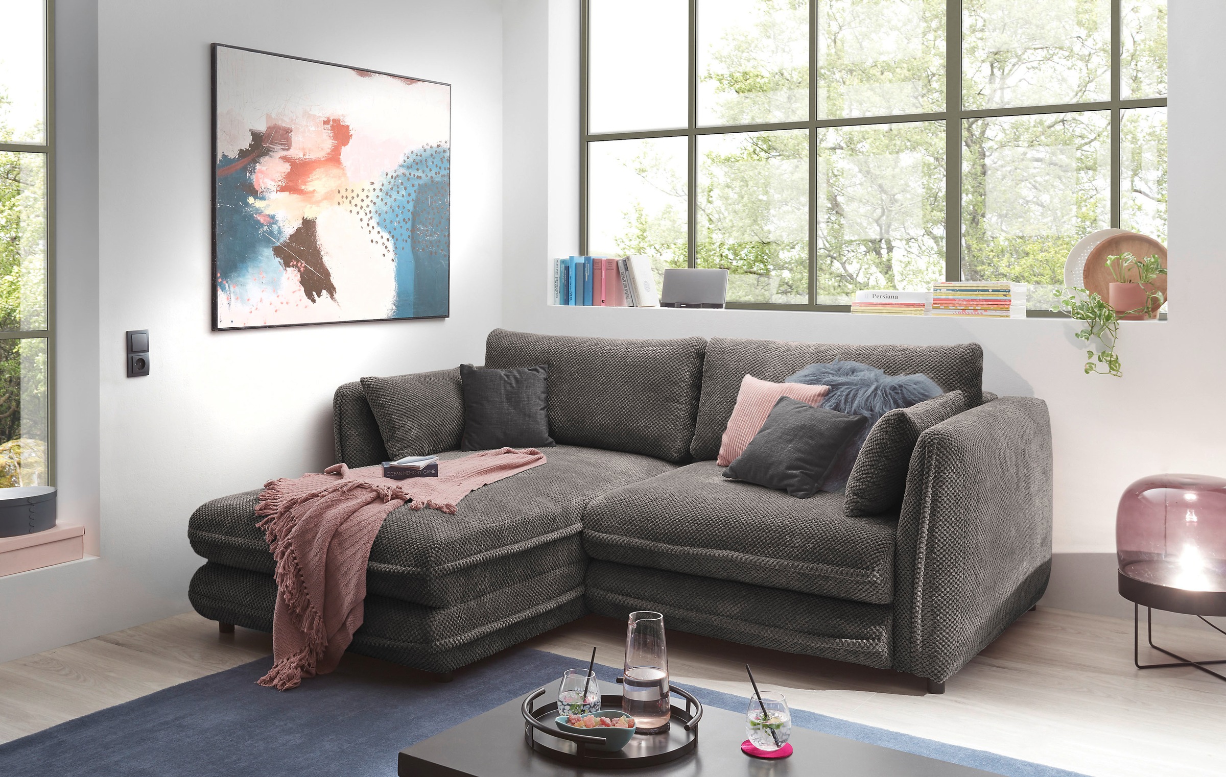ED EXCITING DESIGN Ecksofa »Stanley L-Form«, mit Bettfunktion, Bettkasten & günstig online kaufen
