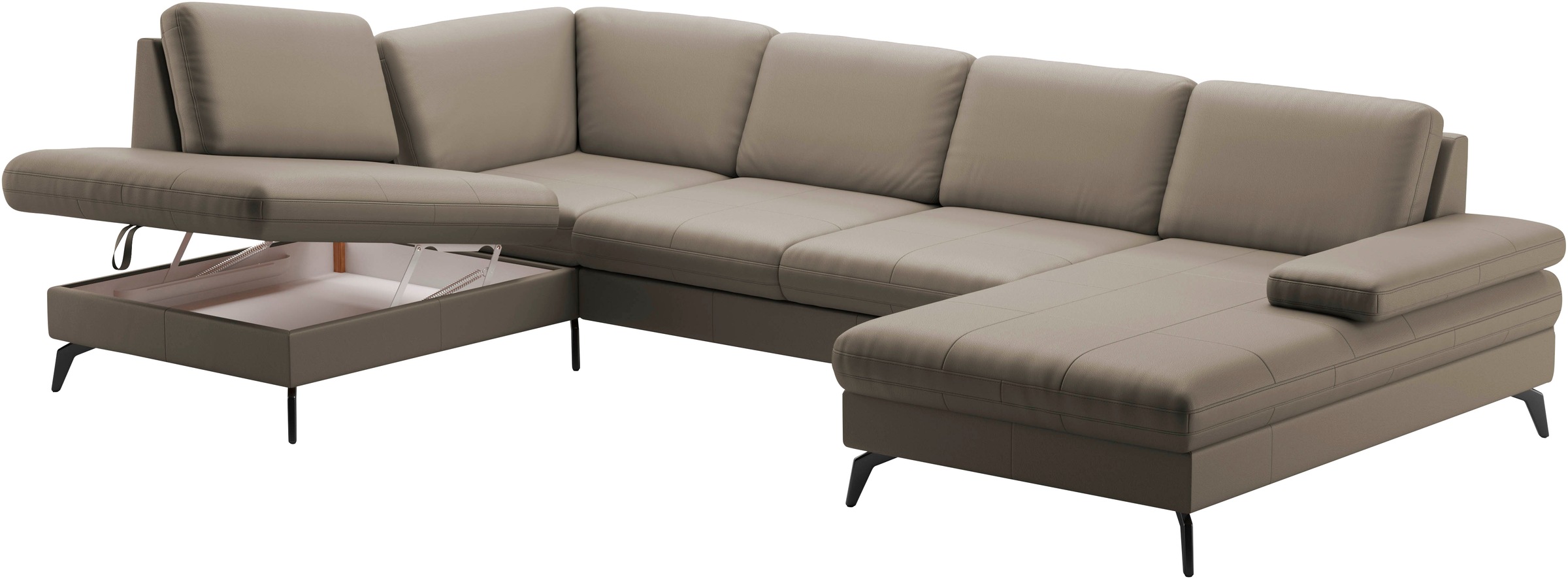 sit&more Wohnlandschaft »Morris U-Form, inkl. Sitztiefenverstellung«, wahlweise mit Armteilverstellung, Bettfunktion & Bettkasten