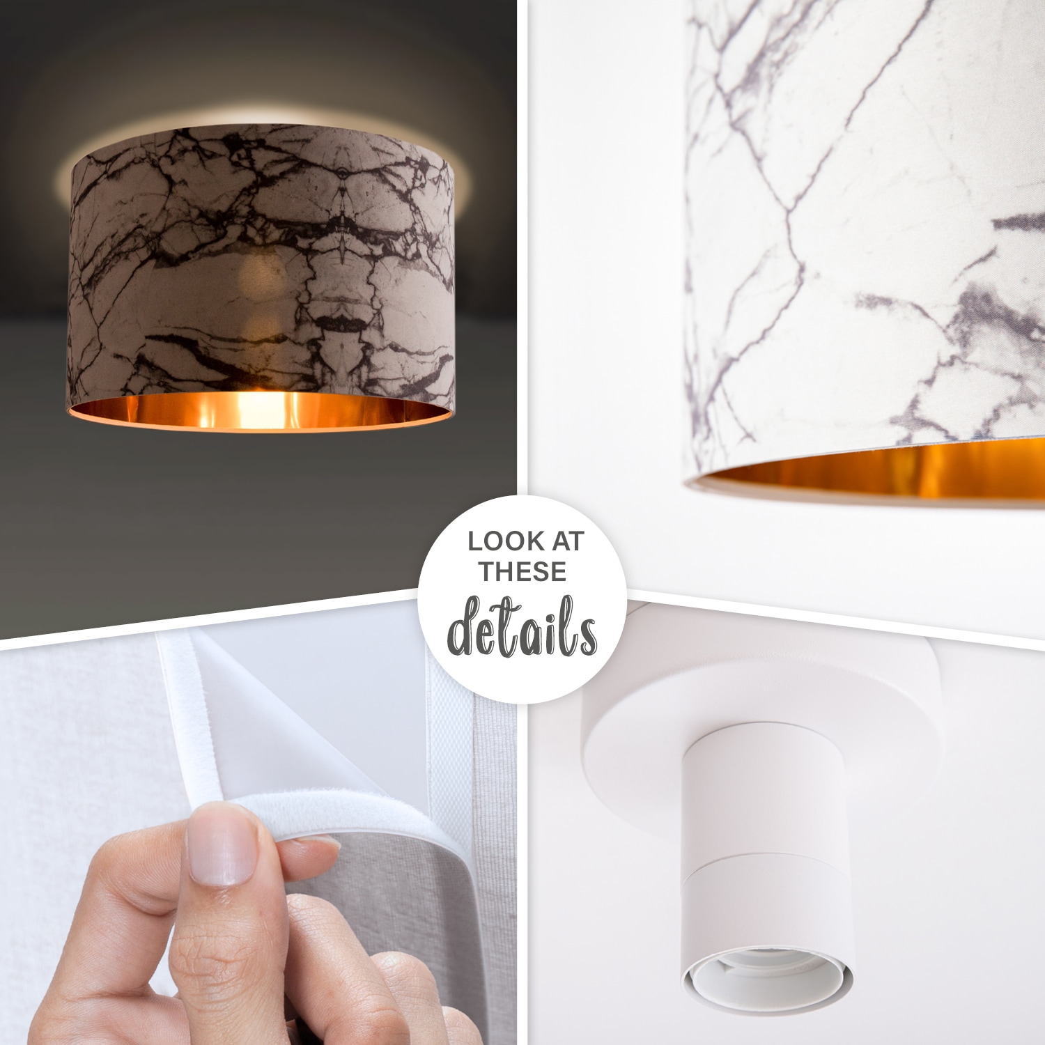 Paco Home Deckenleuchte »Kraft 525«, 1 flammig, Leuchtmittel E27 | ohne Leuchtmittel, Deckenlampe Wohnzimmer Hängelampe Esszimmer Marmor Weiß E27