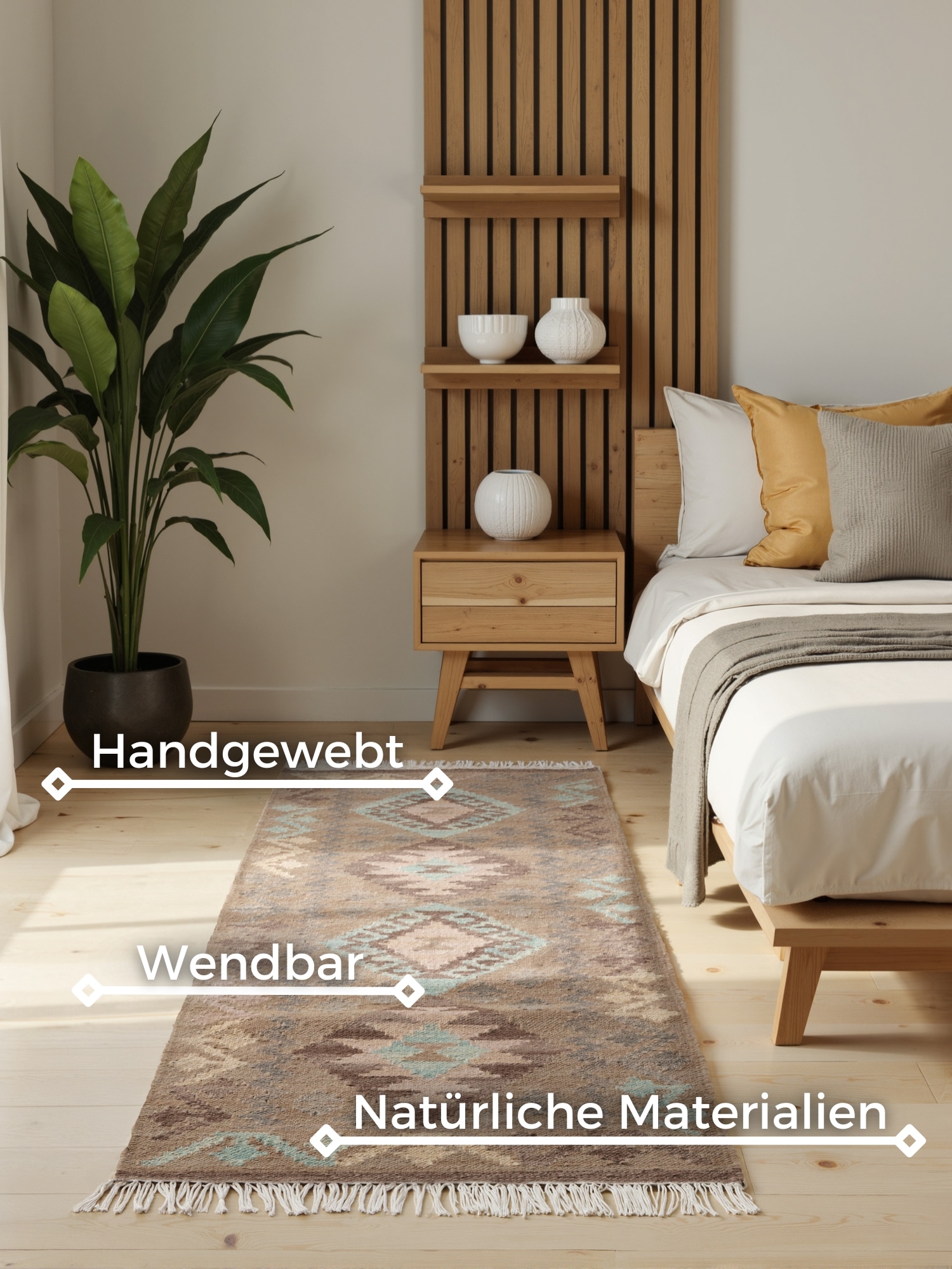 HANSE Home Teppich »Kelim Dune« rechteckig 3 mm Höhe Wolle, Baumwolle, Natur, Handgewebt, orientalisch, Boho, traditionell