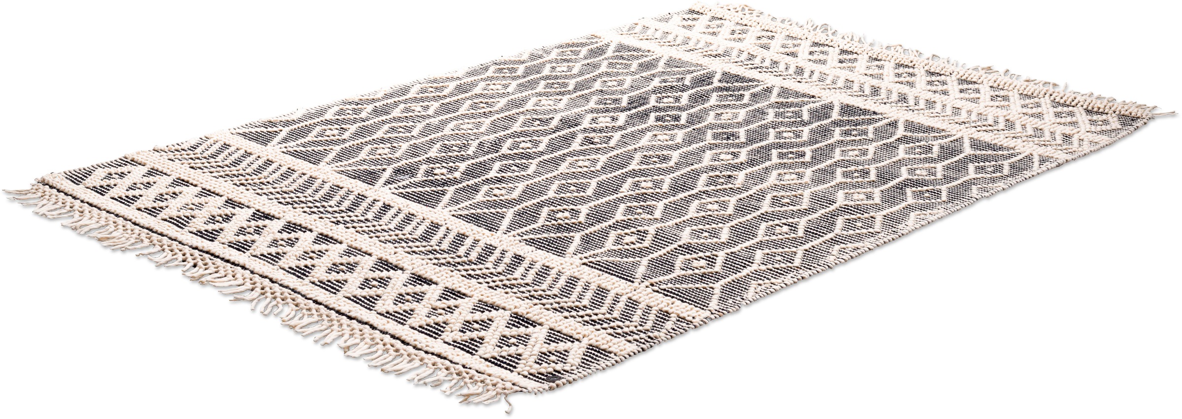 TOM TAILOR HOME Teppich »Colored Macrame«, rechteckig, 10 mm Höhe, Handweb Teppich, reine Wolle, handgewebt, mit Fransen, Scandi Design