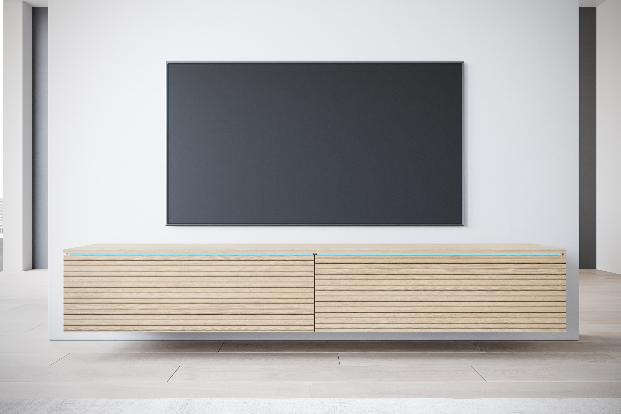 INOSIGN Lowboard »LOWBOARD VERA, wahlweise mit oder ohne Beleuchtung«, Modernes griffloses TV-Board, 180 cm TV-Schrank, stehend und hängend