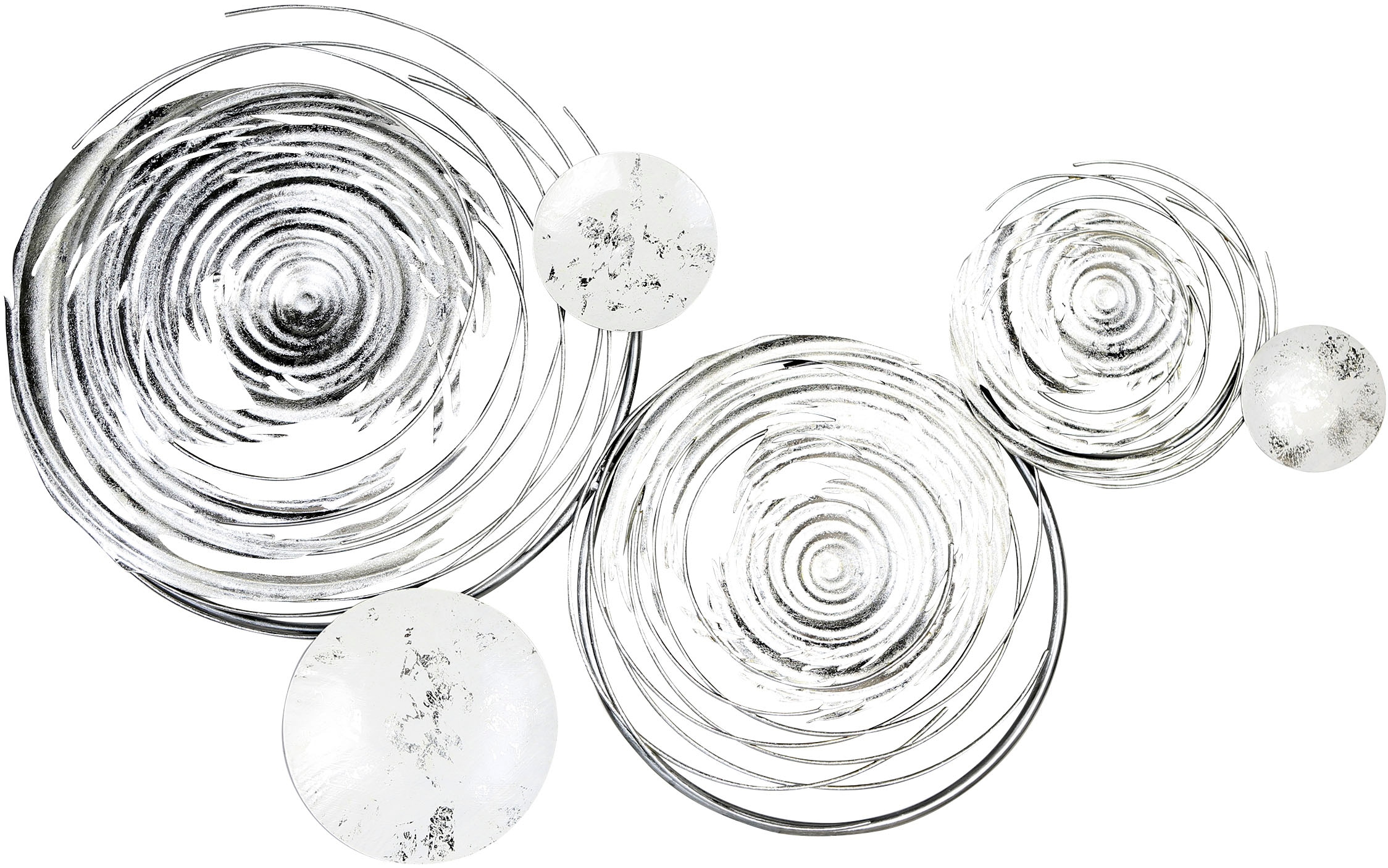 GILDE Wanddekoobjekt »Wandrelief Circles, weiß/silber« aus Metall, dekorati günstig online kaufen