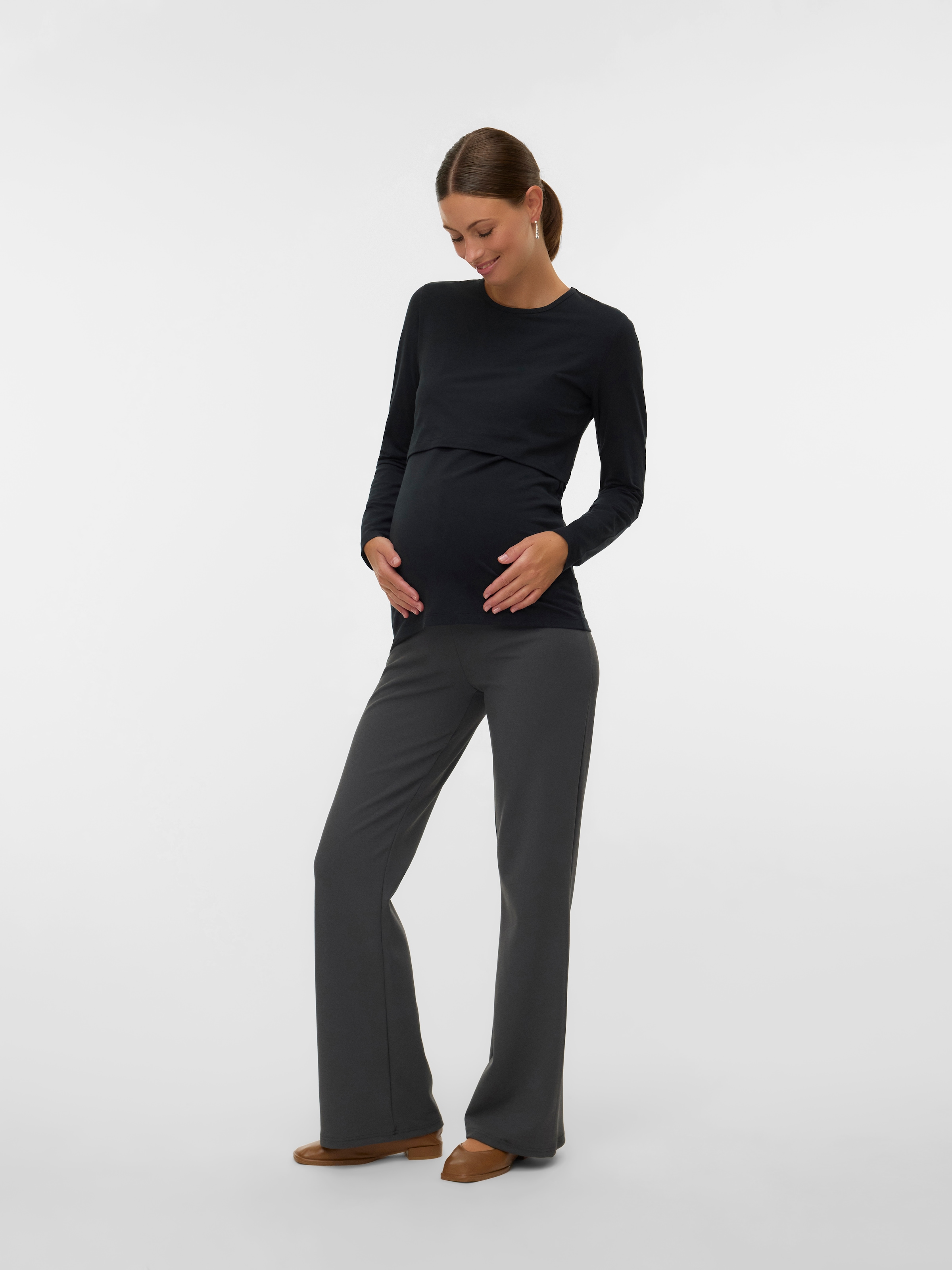 Mamalicious Langarmshirt »MLKERRIE JUNE LS JRS TOP 2F NOOS« Baumwollmischung, enger Schnitt