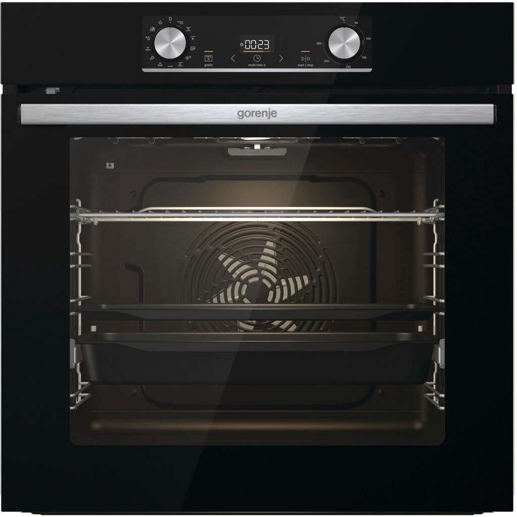 GORENJE Backofen-Set »Black/Steel Steam Pyro Set«, BPSX6737E06BG, mit 1-fach-Teleskopauszug, Pyrolyse-Selbstreinigung, (Set)