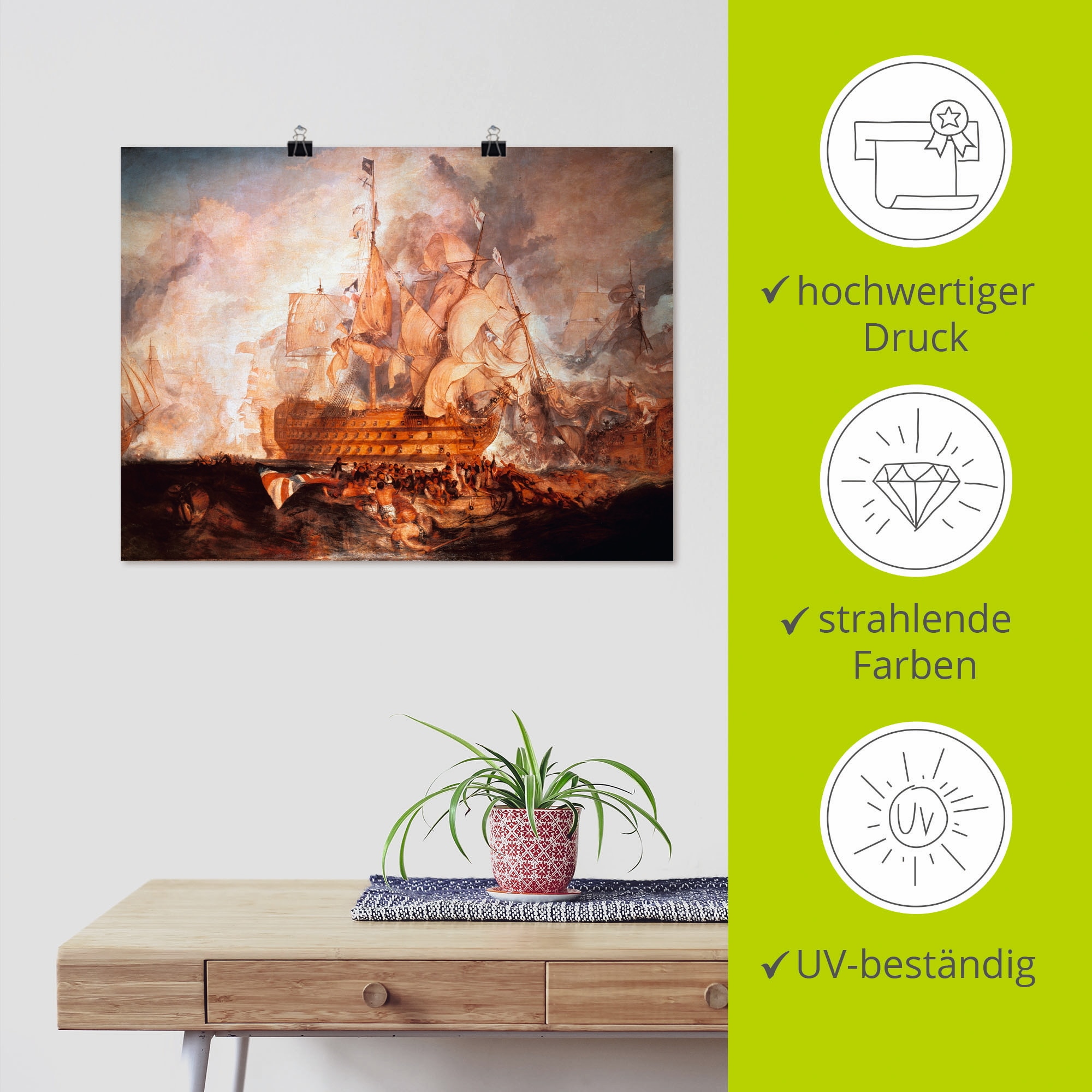 Artland Kunstdruck »Schlacht bei Trafalgar«, Boote & Schiffe, (1 St.), als Leinwandbild, Wandaufkleber oder Poster in versch. Größen