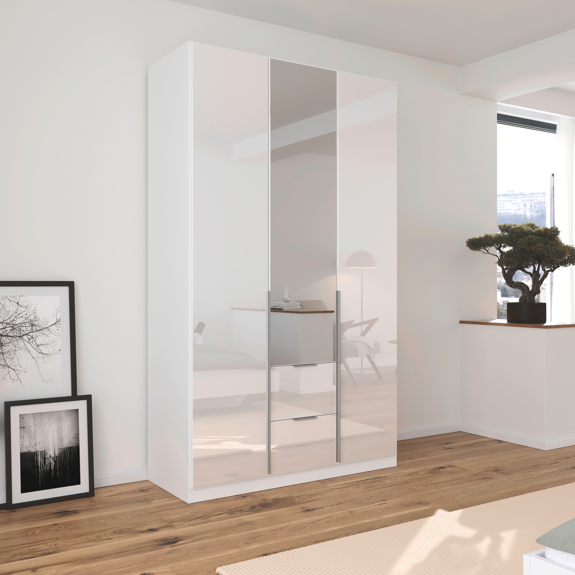 rauch Drehtürenschrank »Kleiderschrank Kleiderschränke Schrank Garderobe AGORDO mit Glasfront«, mit Außenschubkästen, in 6 Breiten und 2 Höhen MADE IN GERMANY