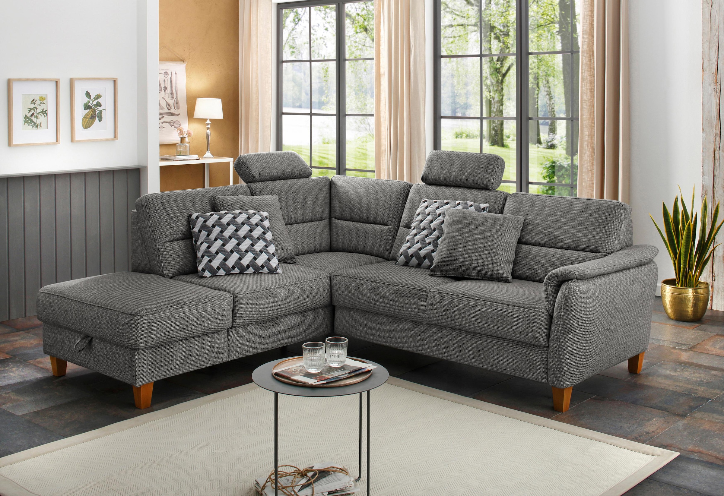 Home affaire Ecksofa »Palmera L-Form, B: 236 cm« optional Bettfunktion & Be günstig online kaufen