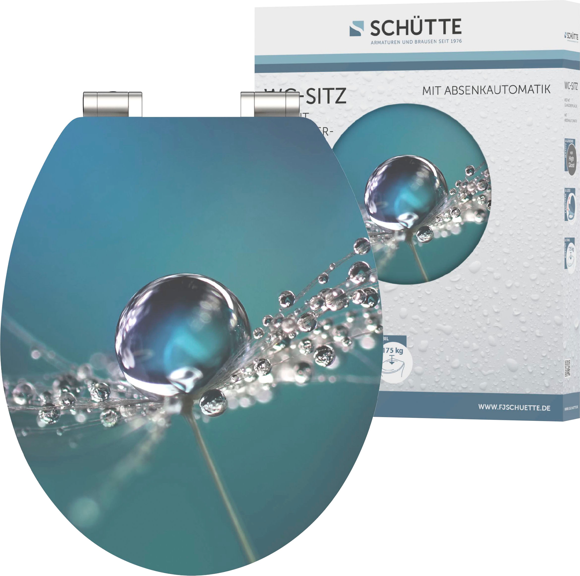Schütte WC-Sitz »Water Drop«, High Gloss mit MDF Holzkern, mit Absenkautomatik