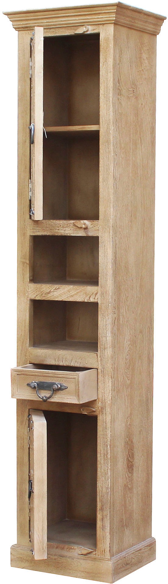 SIT Vitrine »Daipur mit Glastür und 1 Schubkasten. 2 offen Fächer«, geschnitzte Verzierungen, Breite 44/Höhe 188 cm