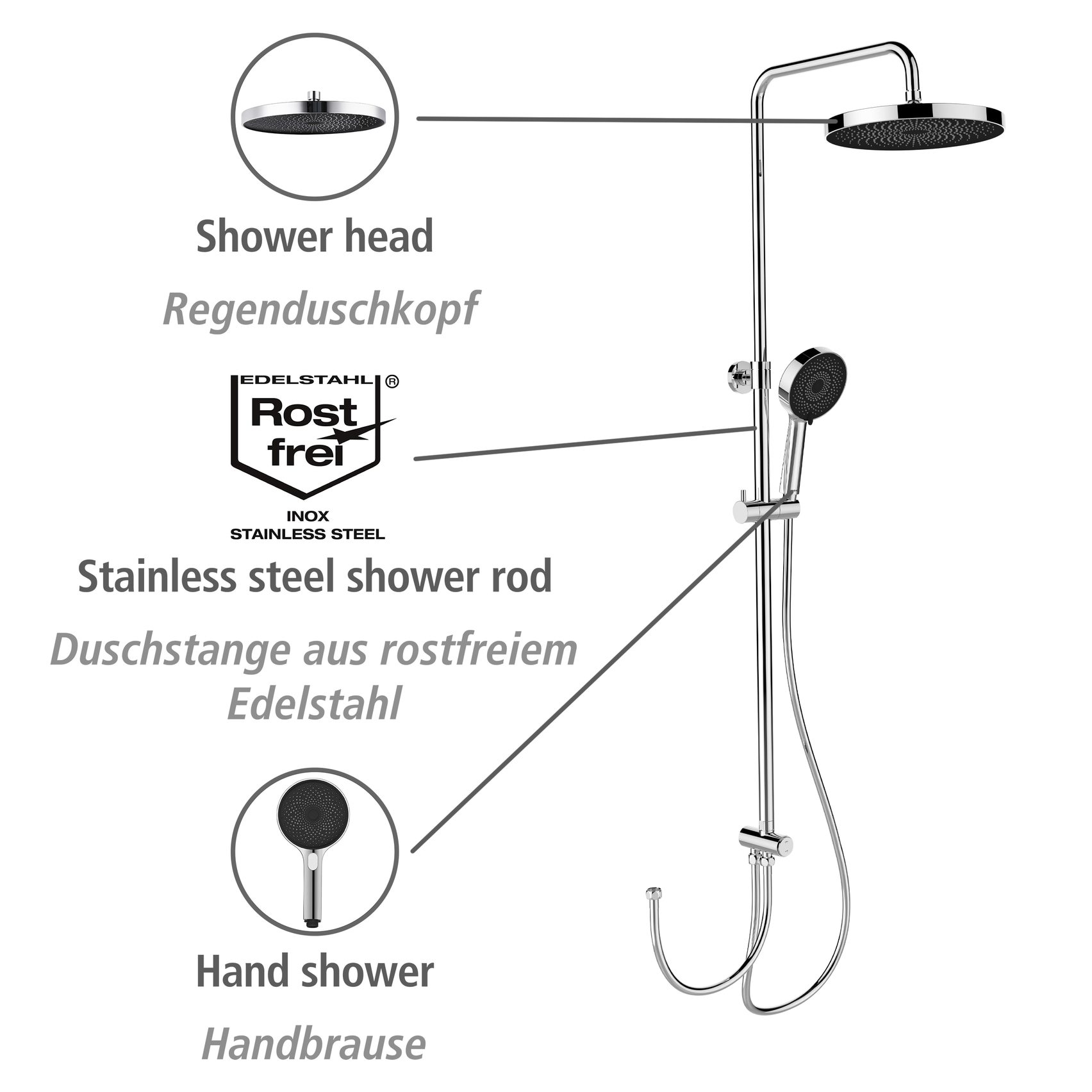 WENKO Duschsystem »Softwater« Chrom, einfacher Anschluss an bestehende Armatur o. Wandanschlussbogen
