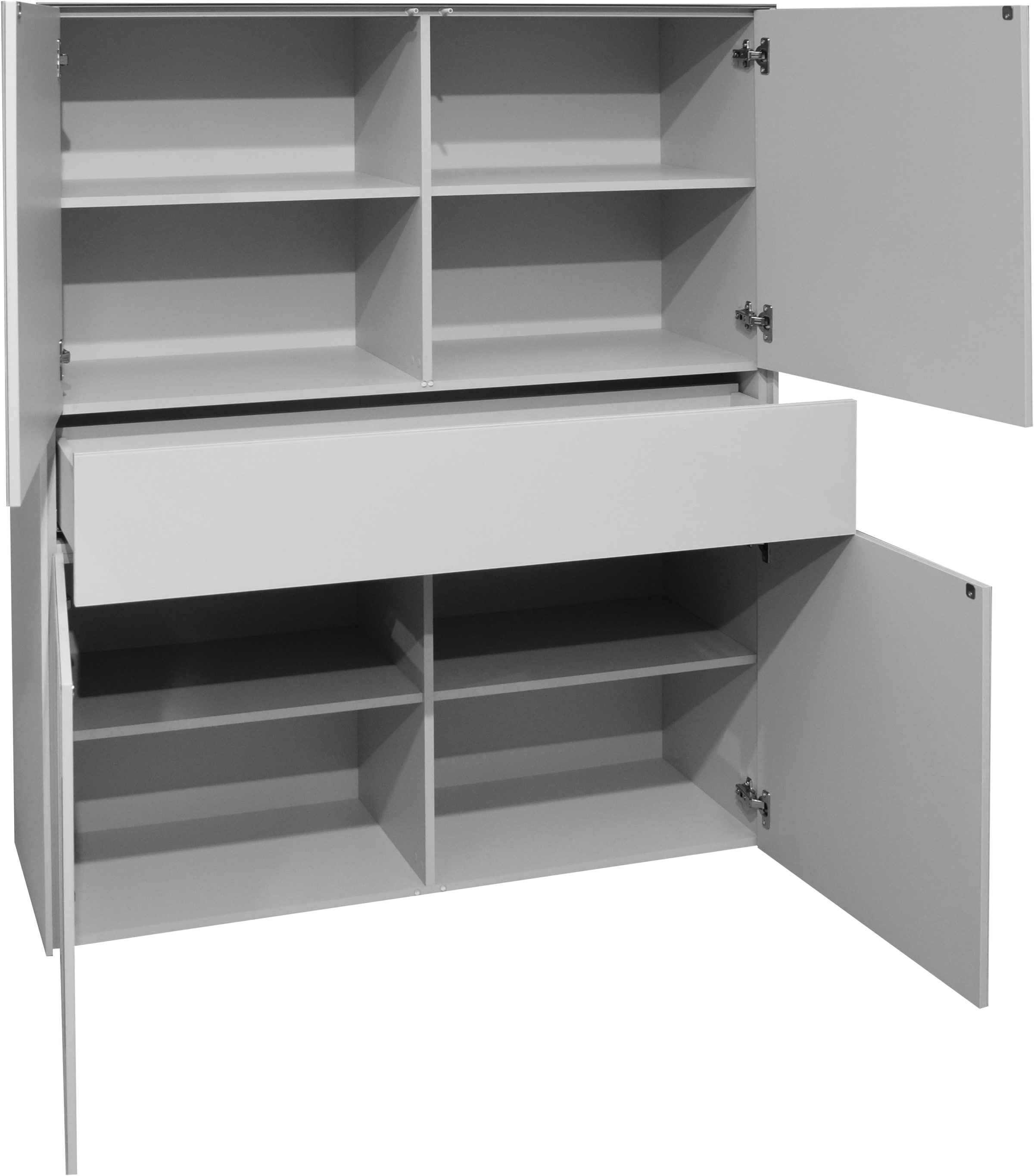 Mäusbacher Highboard »Imola TOPSELLER!«, Mäusbacher Highboard, Breite 121 cm, mit Glasfront und Glasoberplatte