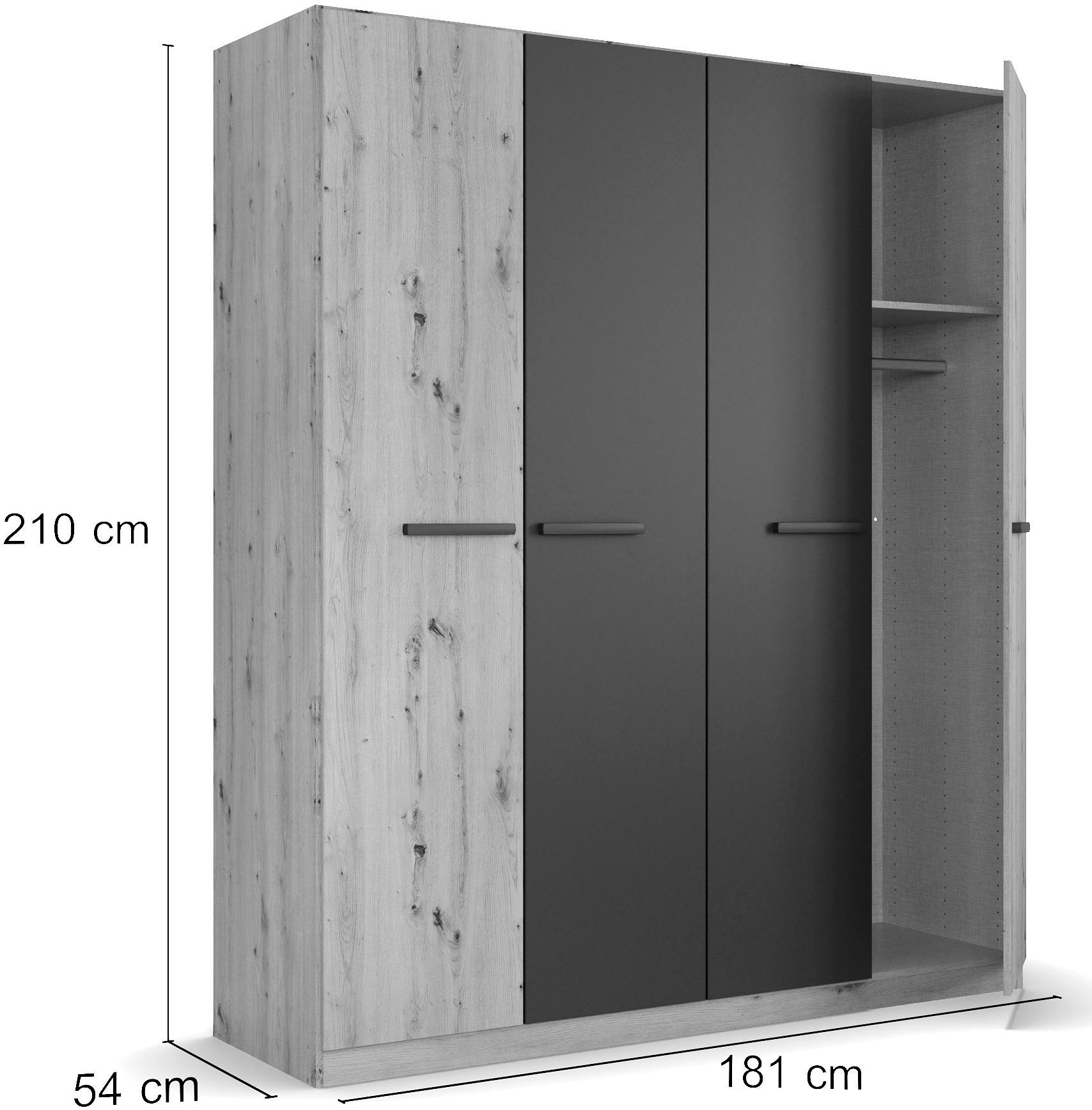 rauch Drehtürenschrank »Kleiderschrank Schrank Garderobe Garderobenschrank Stauraumwunder MODI«, optional mit Spiegel MADE IN GERMANY