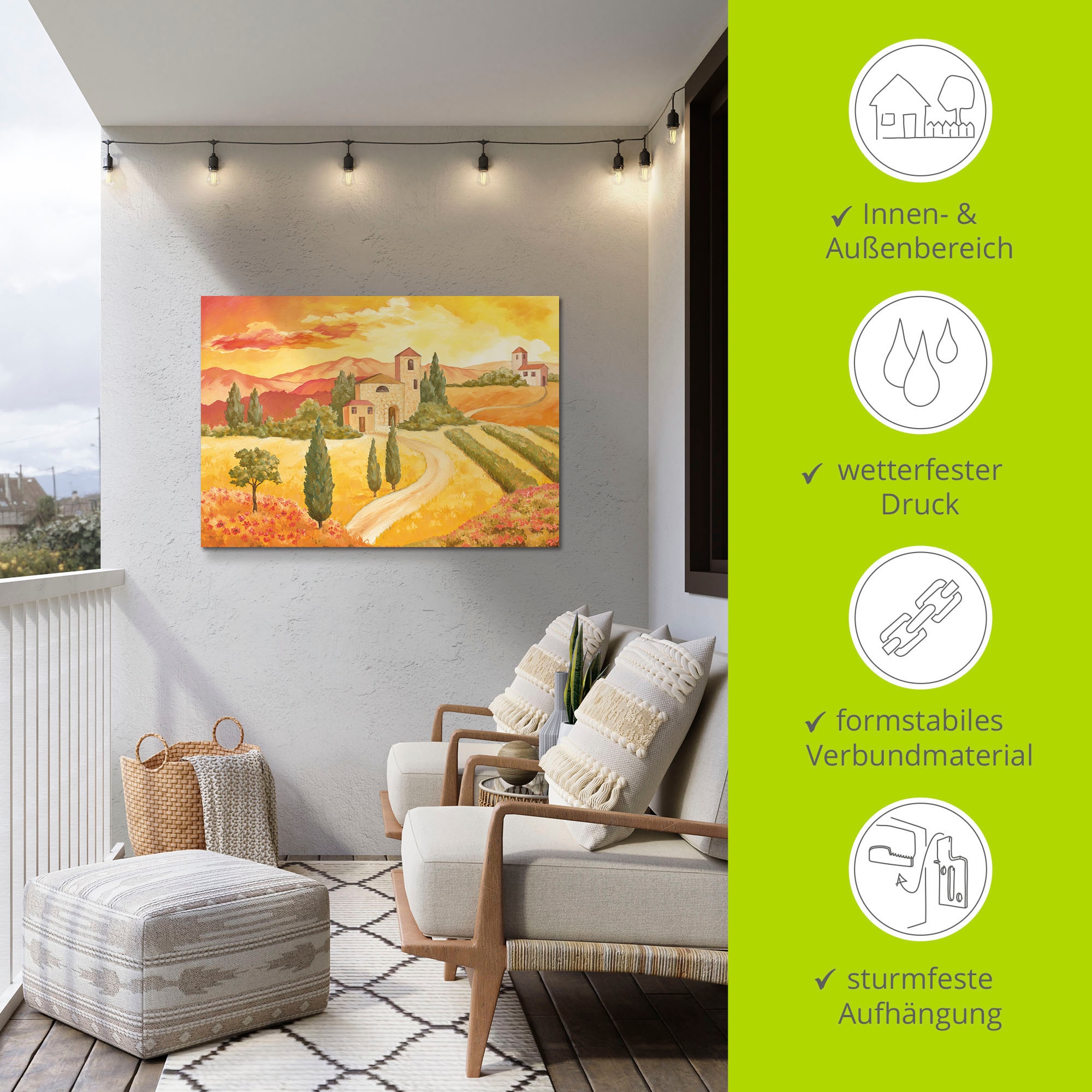 Artland Wandbild »Landschaft VII_gelb«, (1 St.), als Alubild, Outdoorbild, Leinwandbild in verschied. Größen