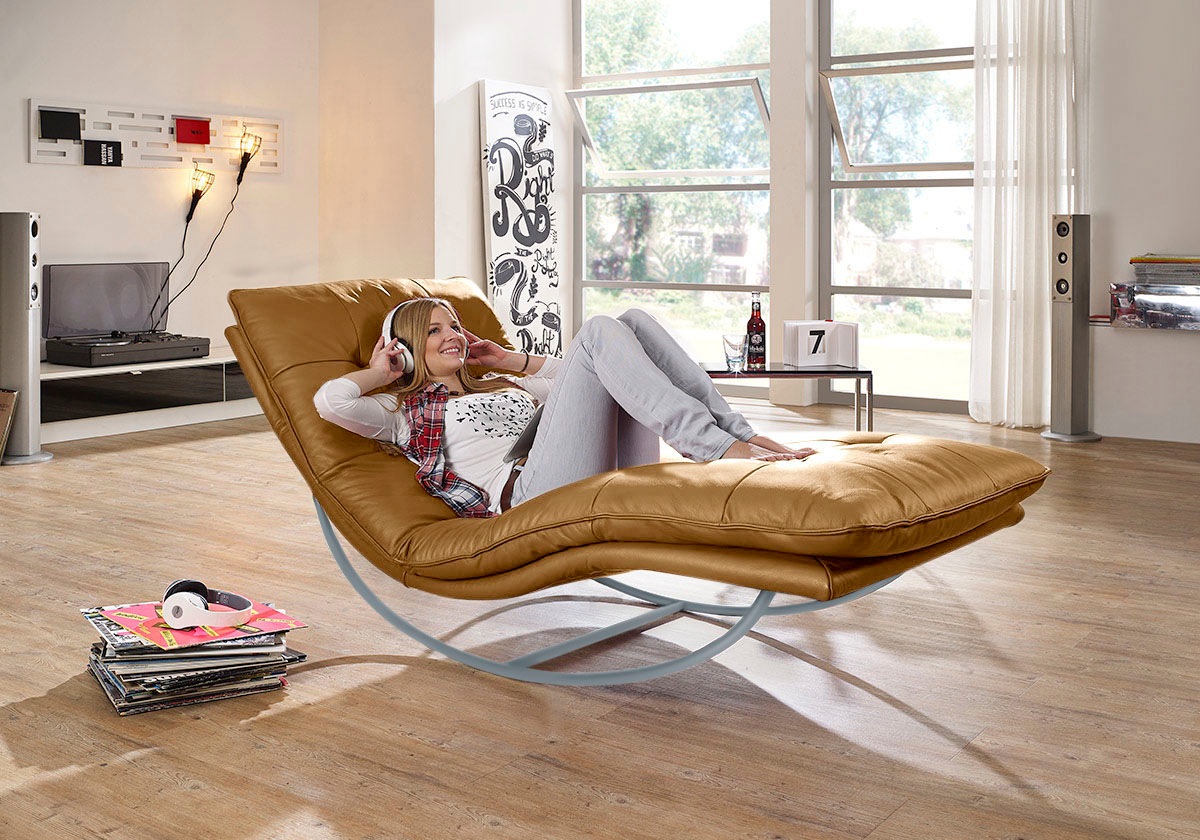 W.SCHILLIG Relaxliege »daily dreams«, in Waffelkissen-Optik, Schaukelgestell silber matt, in 2 Breiten