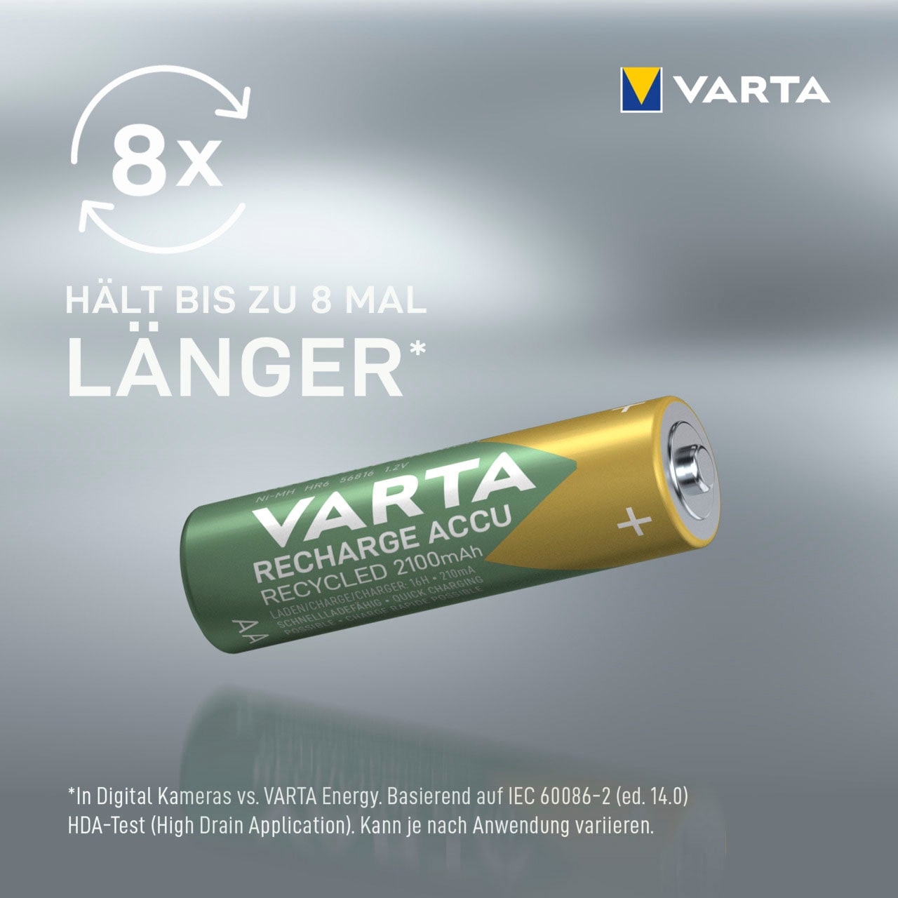 VARTA wiederaufladbare Batterien V, (Packung, St.), Recharge 1,2 »wiederaufladbare Accu 4 Akkus«, VARTA