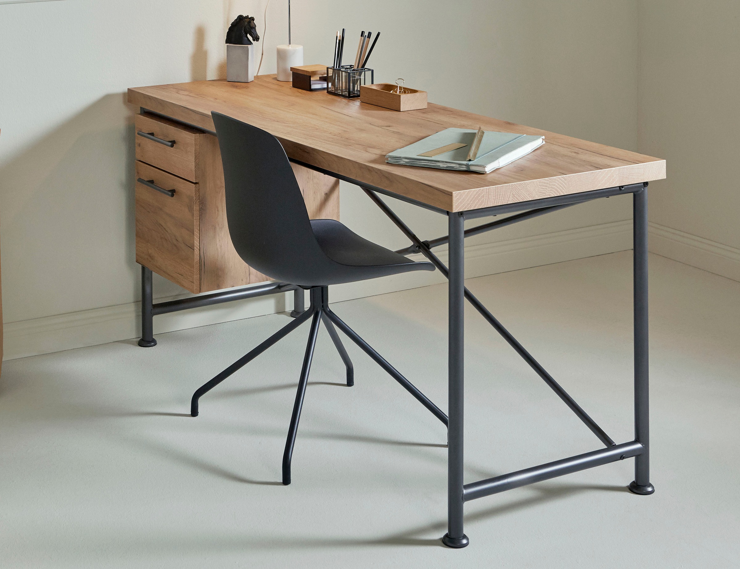 Jahnke Schreibtisch »CRAFT«, Schreibtisch im Industrie-Design, wechselseiti günstig online kaufen