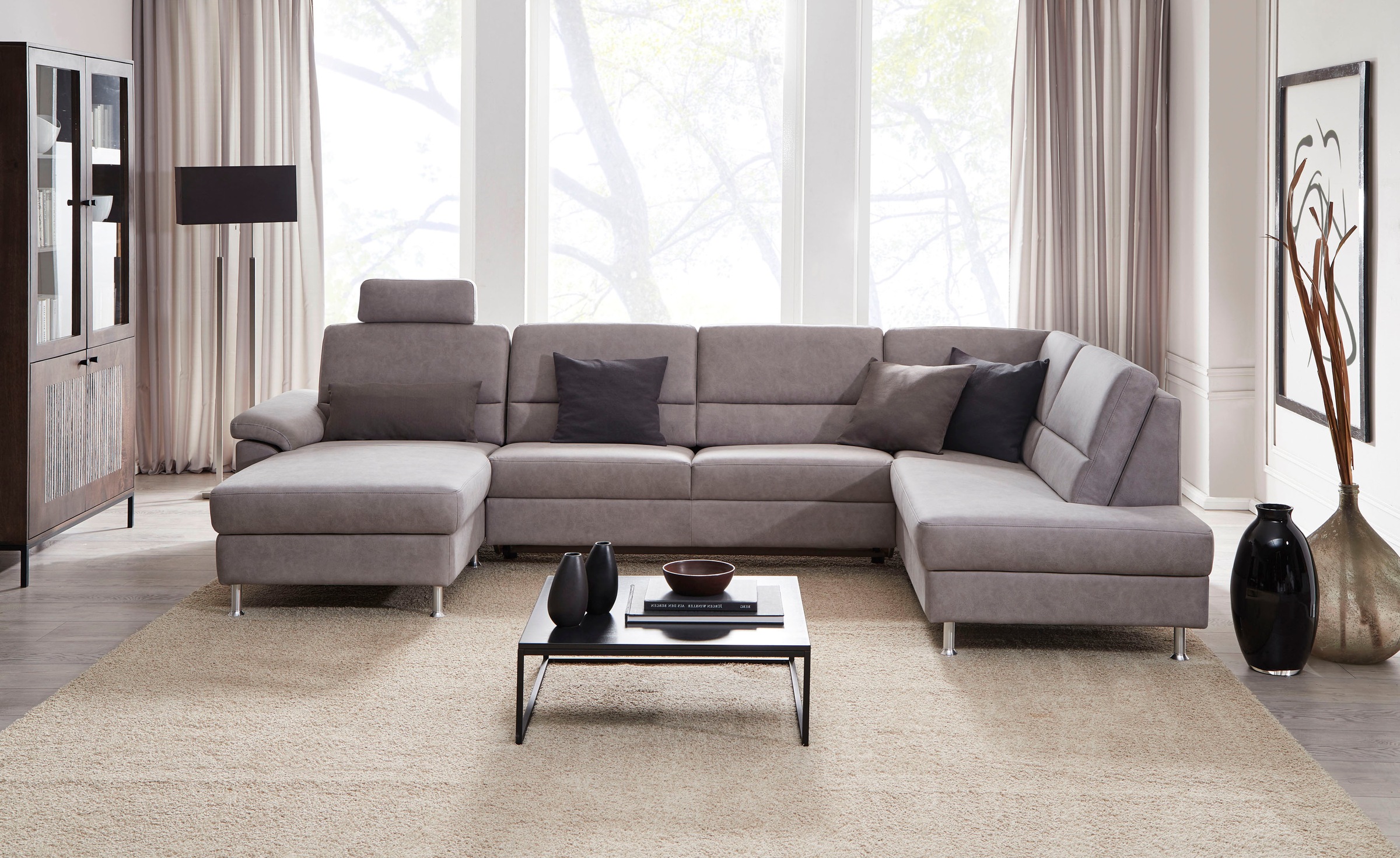 CALIZZA INTERIORS Wohnlandschaft »Onyx U-Form«, (3 St.), wahlweise mit Bettfunktion und Bettkasten