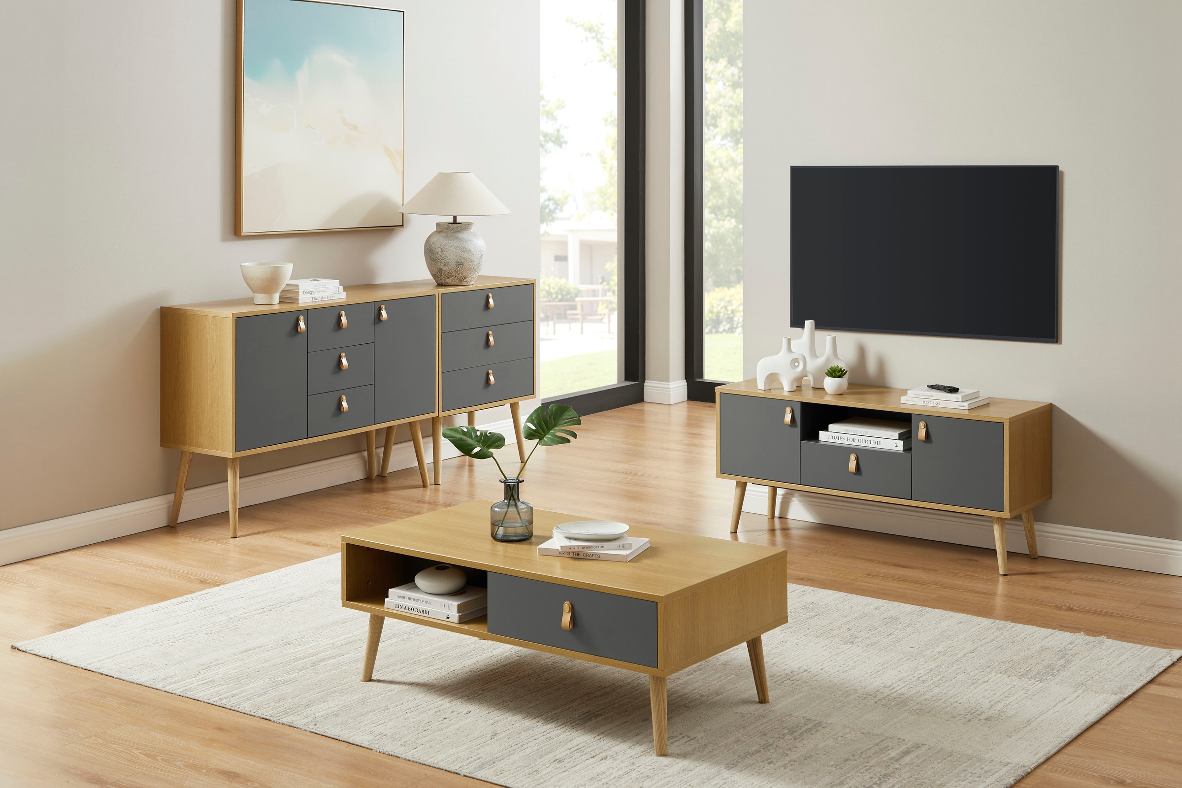 Leonique TV-Board »Avril« Korpus aus Melamin & MDF, ABS-Kunststoff Kanten, günstig online kaufen