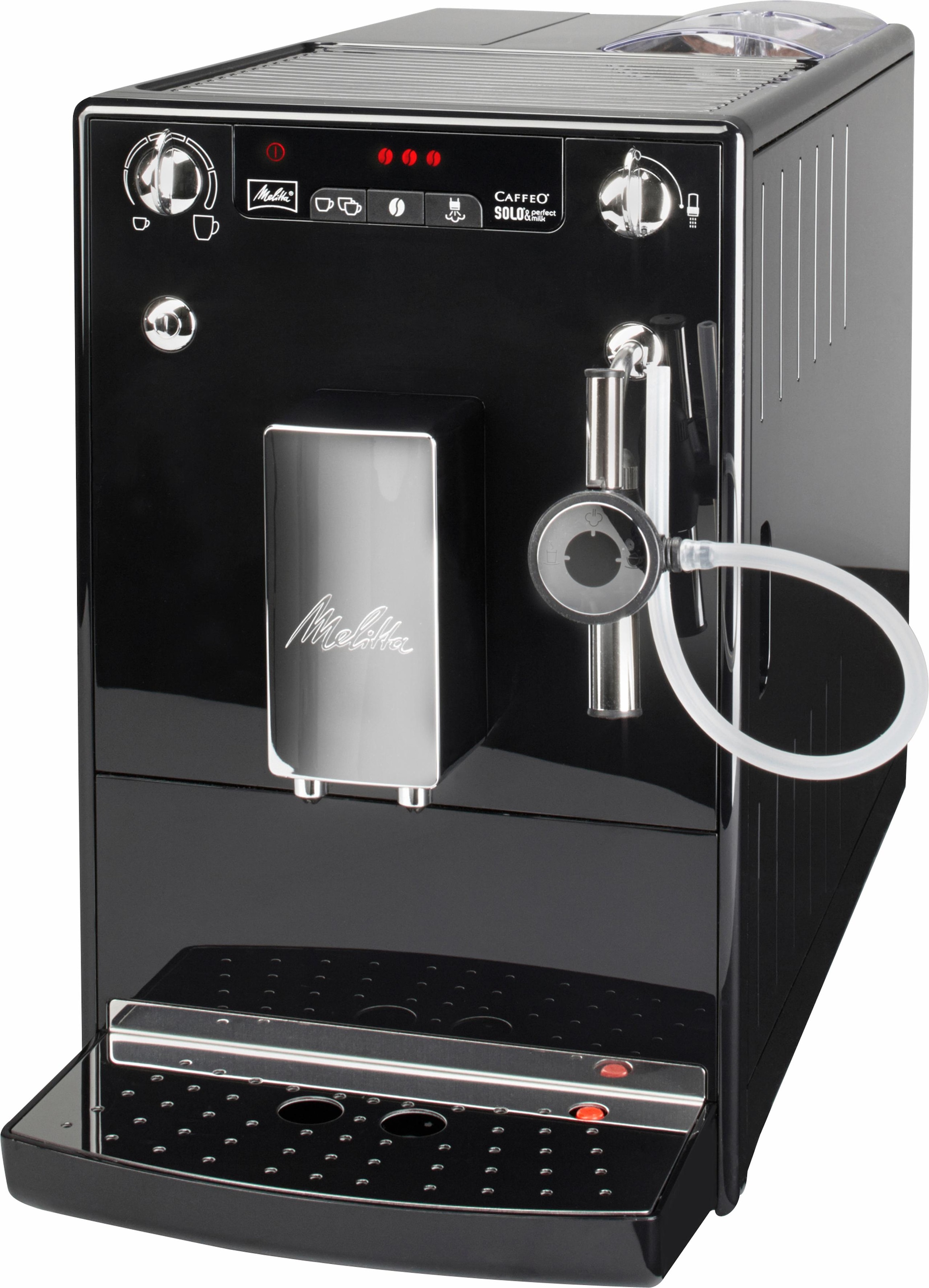 Melitta Kaffeevollautomat »Solo® & Perfect Milk E 957-201, schwarz«, Café crème&Espresso per One Touch, Milchsch&heiße Milch per Drehregler