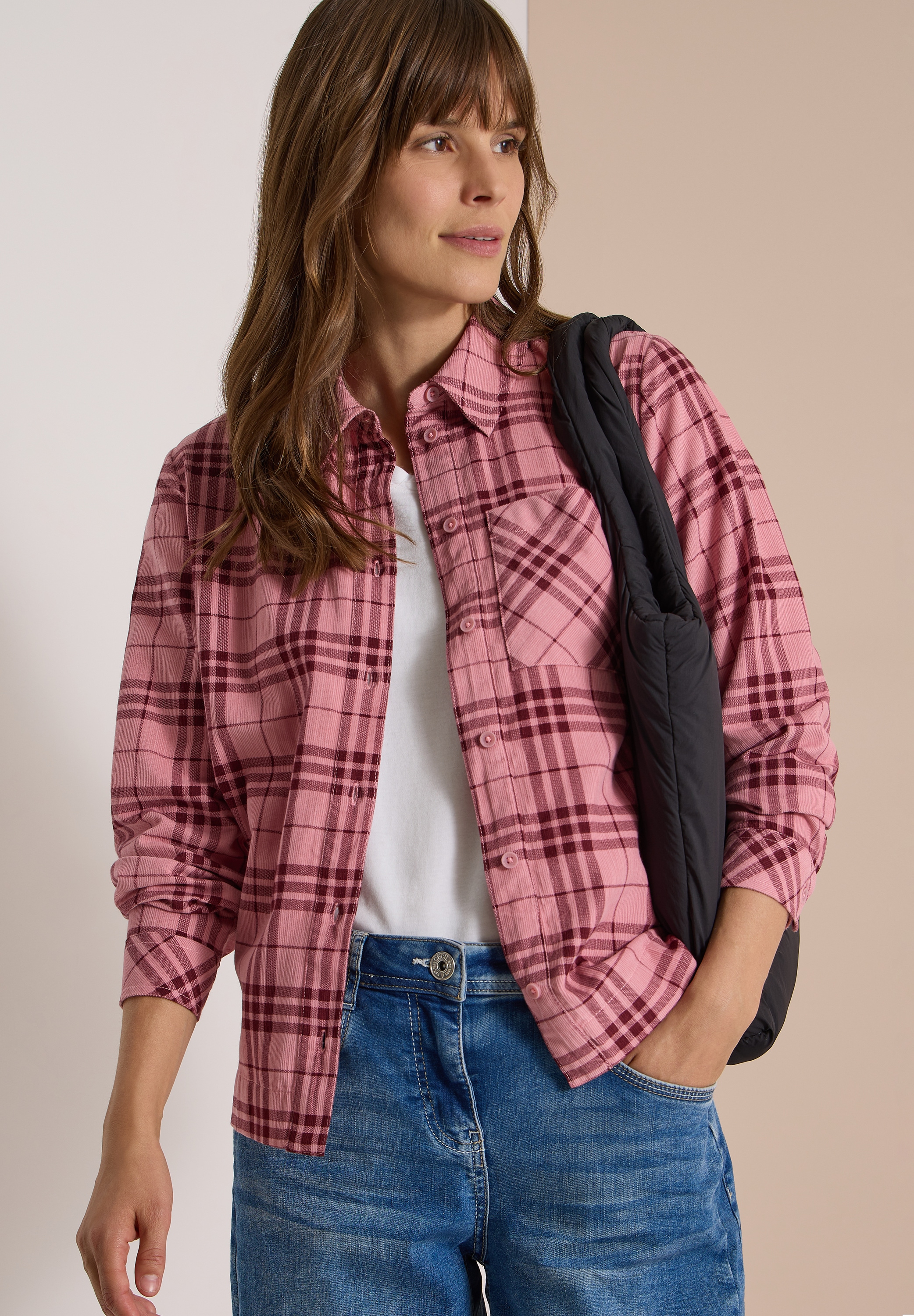 Cecil Langarmbluse Cordbluse mit Karomuster