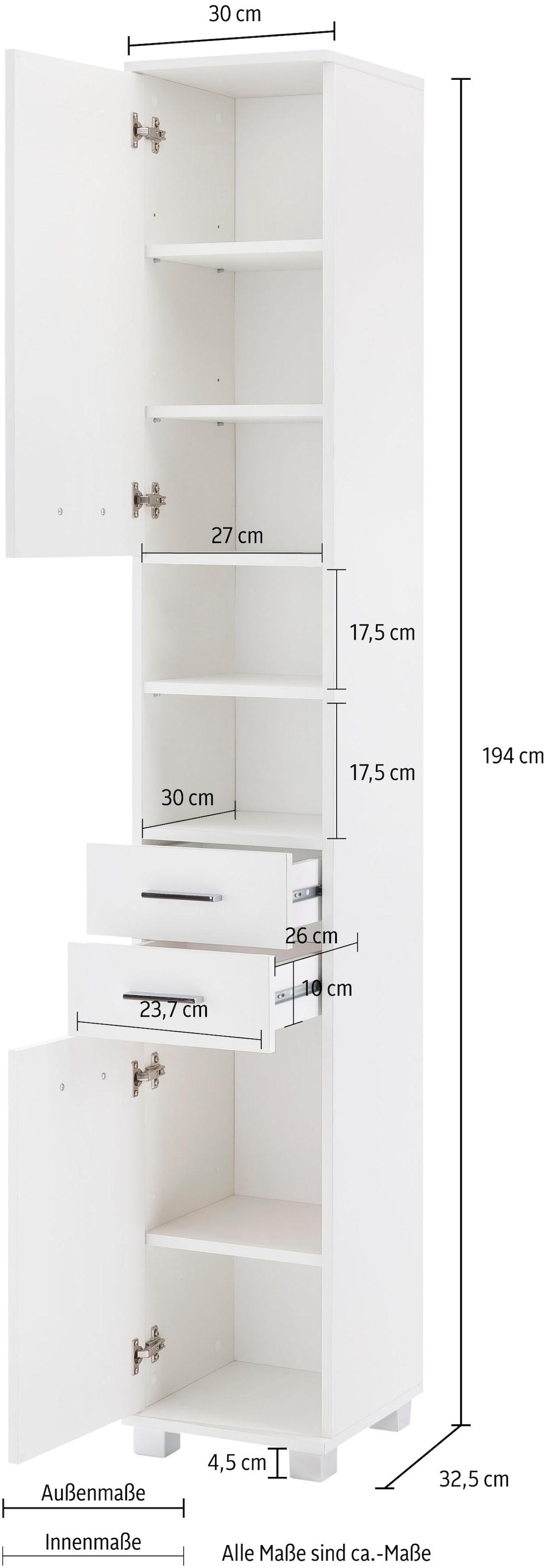 Schildmeyer Hochschrank »Lumo«, Breite 30 im jetzt %Sale Fächern Türen, & offenen 2 2 Schubladen 2 cm, mit