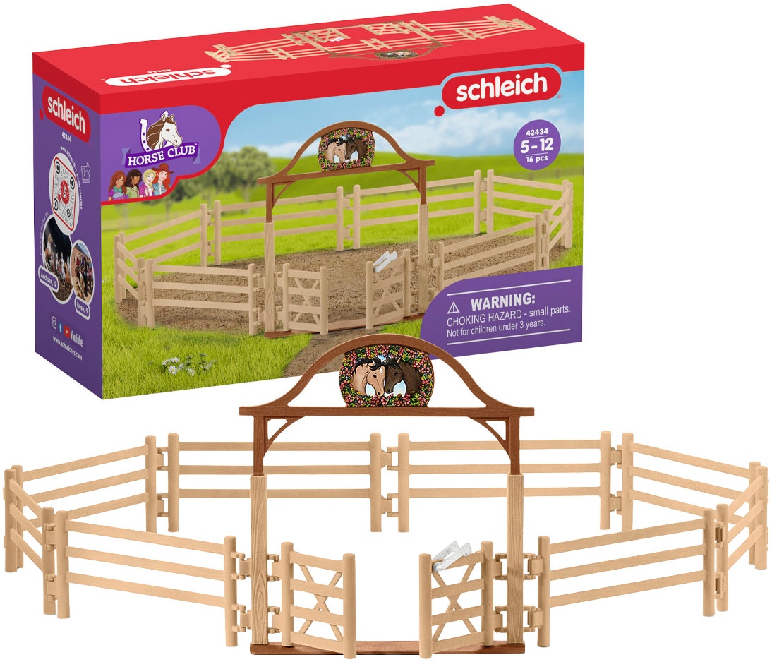Schleich® Spielwelt »HORSE CLUB Set: Pferdekoppel mit Eingangstor & Hannahs Erste-Hilfe-Set«, (72242) bestehend aus (42430 + 42434)