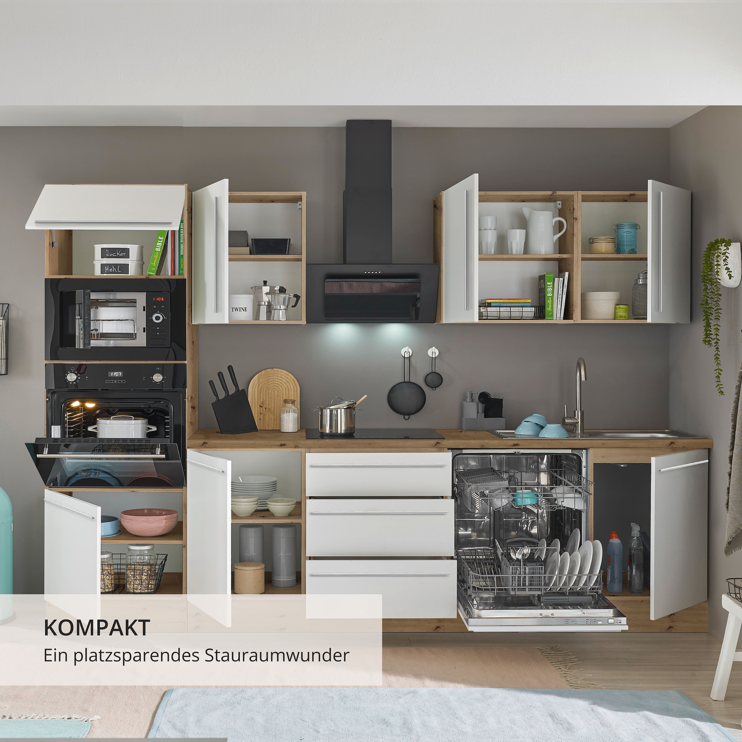 KOCHSTATION Küchenzeile »Florida« Breite 280 cm, wahlweise mit E-Geräten,Softclose für Türen/Schubkästen