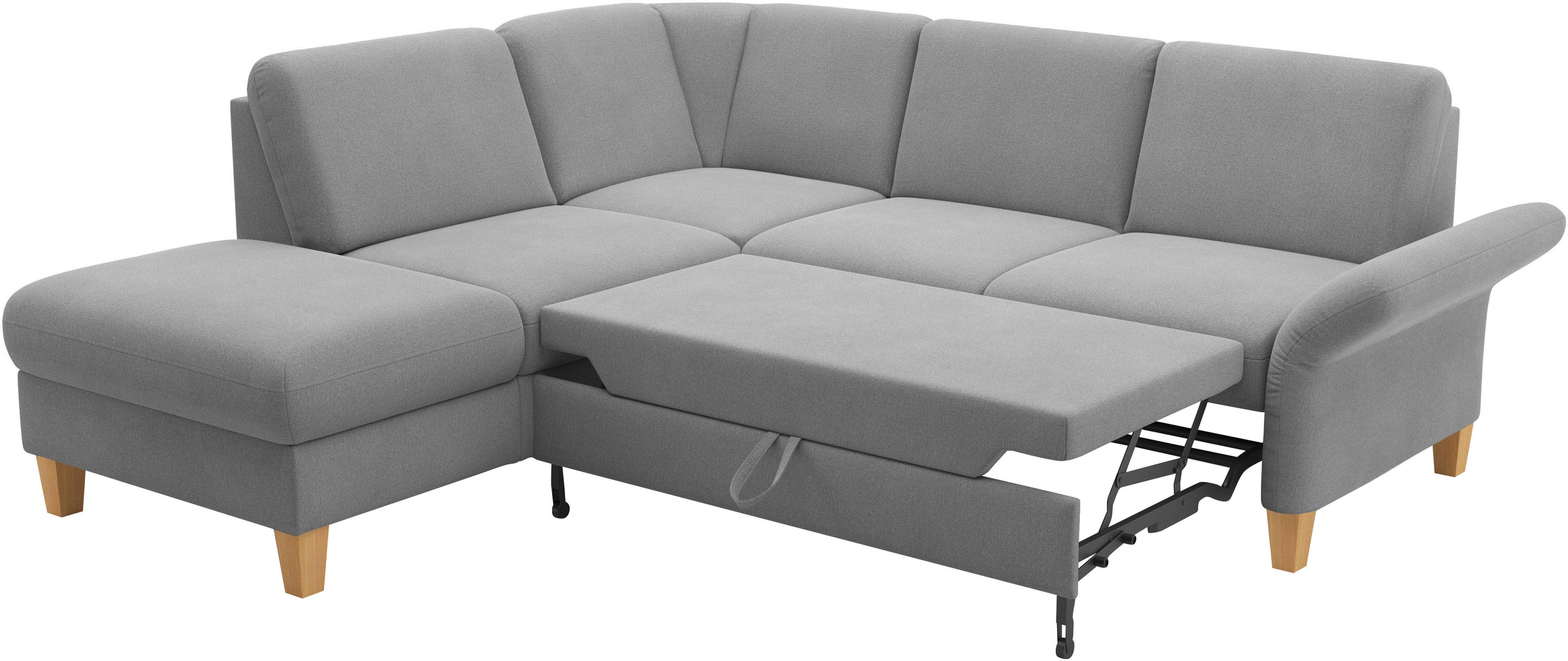Home affaire Ecksofa »Rochelle«, wahlweise mit Armlverstellung, Klappbett mit Rollen & Bettkasten