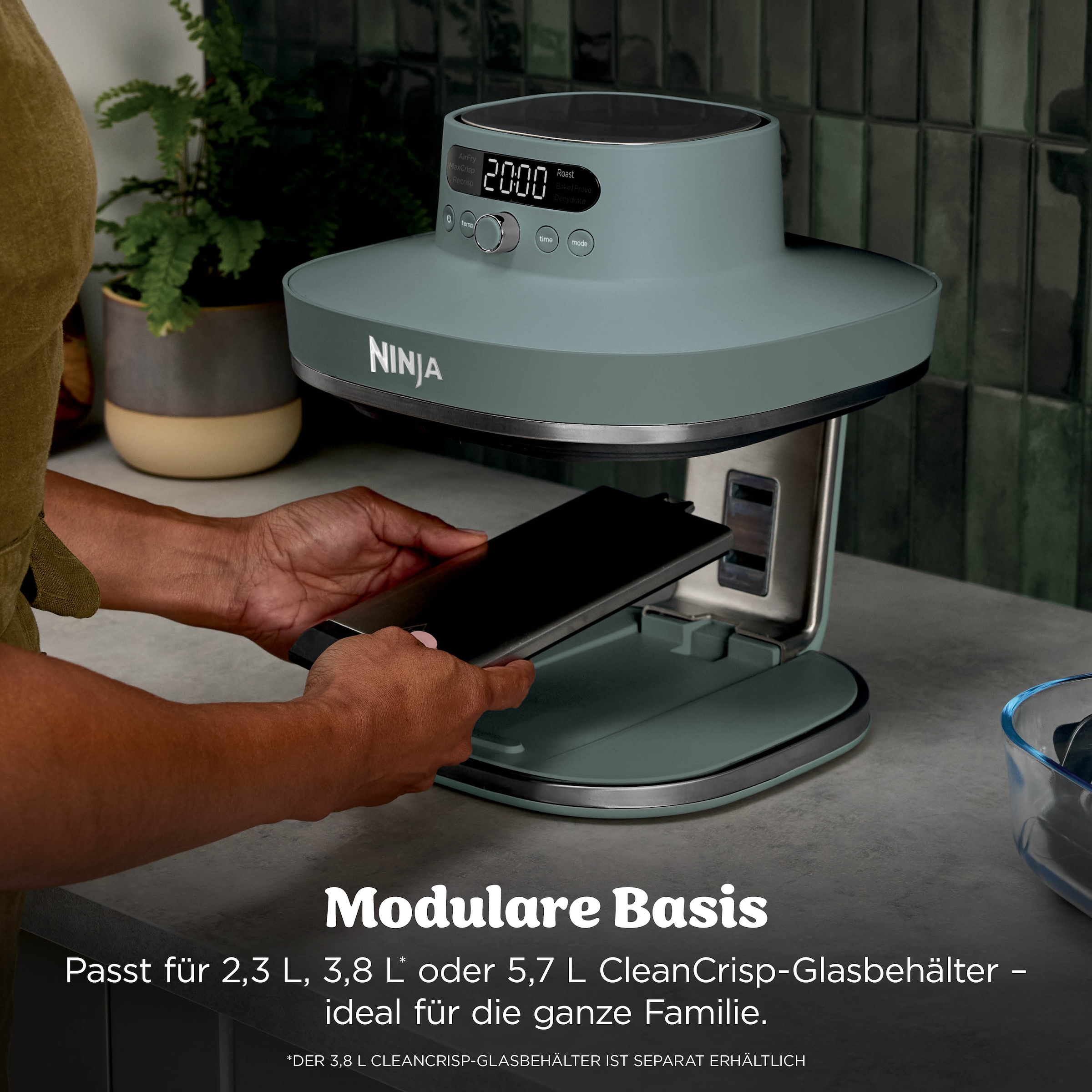 NINJA Heißluftfritteuse »CRISPi PRO 7-in-1 Glas-Air-Fryer - Beige AS101EULG« 2050 W 7 Kochfunktionen, Vorbereitung, Zubereitung + Aufbewahrung von Speisen