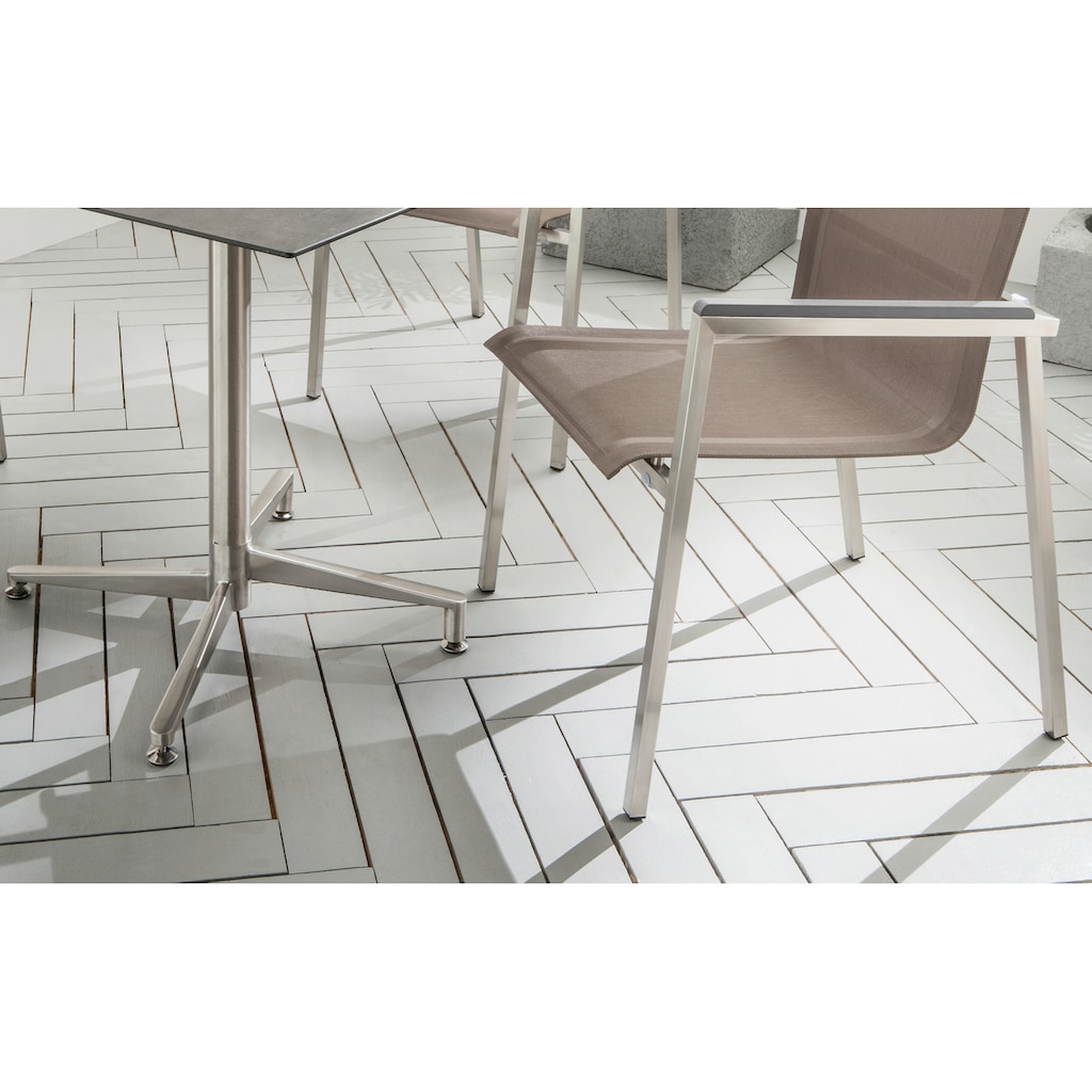 Destiny Garten-Essgruppe »ALTOS / LOFT«, (Set, 5 tlg.), 3 Sessel mit Tisch 80x80 cm, UV beständig