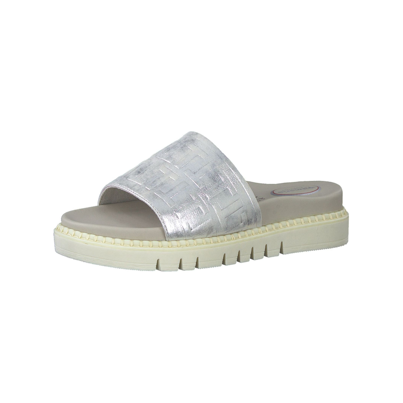 TAMARIS Pantolette »Pantoletten Leder« Silber 41 41 Verschluss: Schlupfschuh