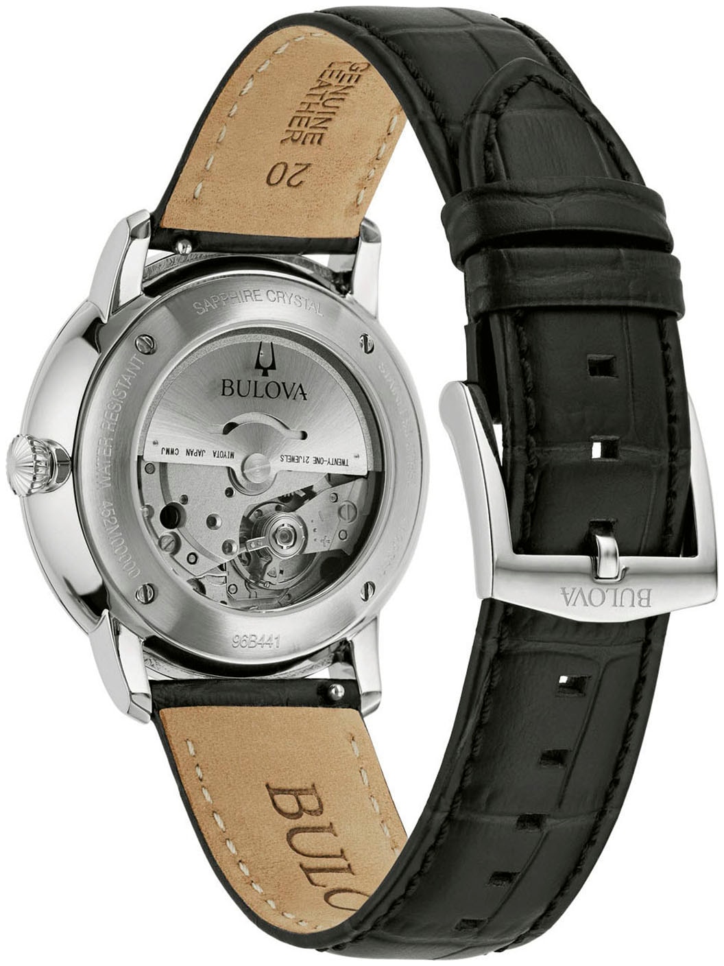 Bulova Automatikuhr, Armbanduhr, Herrenuhr, Mechanische Uhr, Lederarmband, analog