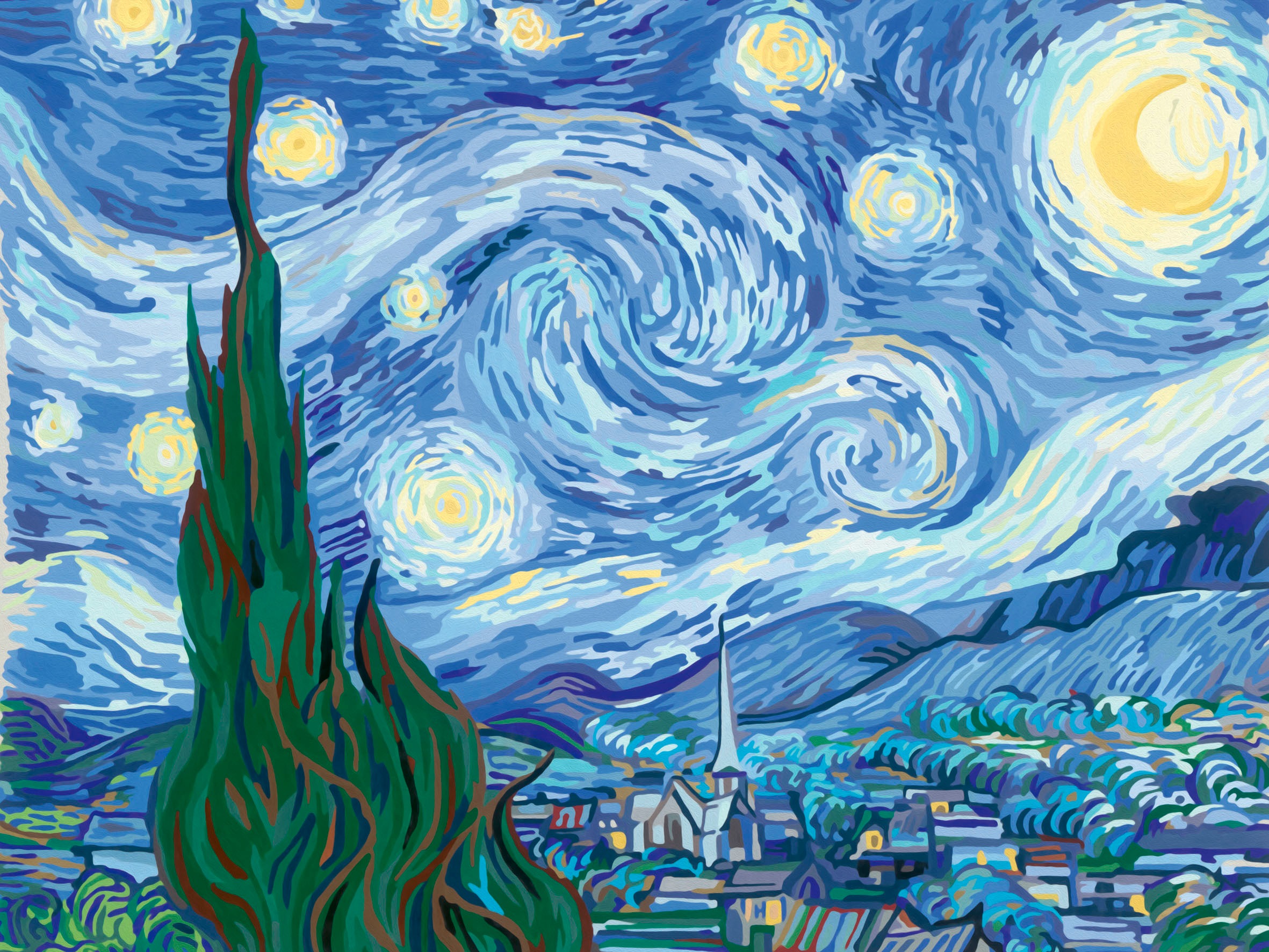 Ravensburger Malen nach Zahlen »CreArt, Leinwand ART Collection: Sternennacht (Van Gogh)« Made in Europe