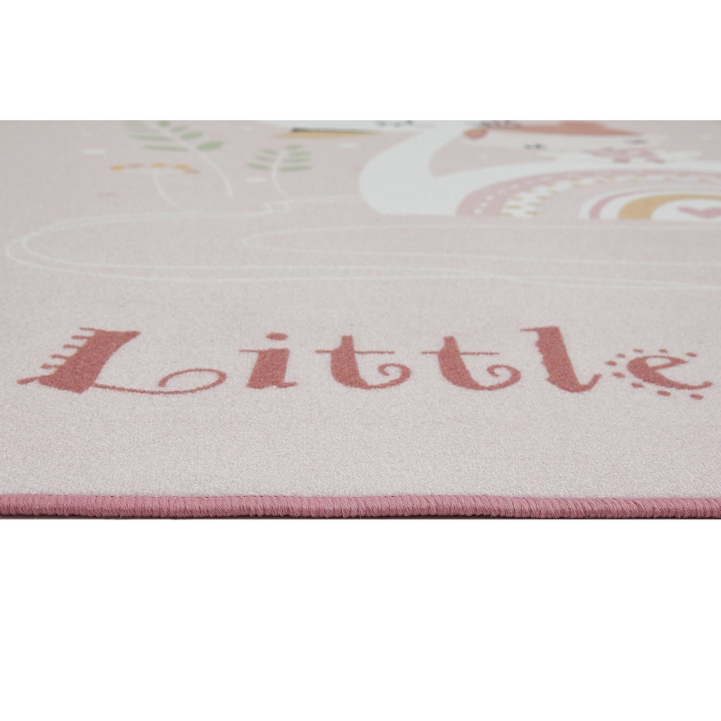 Andiamo Kinderteppich »Little Princess«, rechteckig, 6 mm Höhe, Kurzflor, Motiv Prinzessin & Schwan, mit Schriftzug, Kinderzimmer