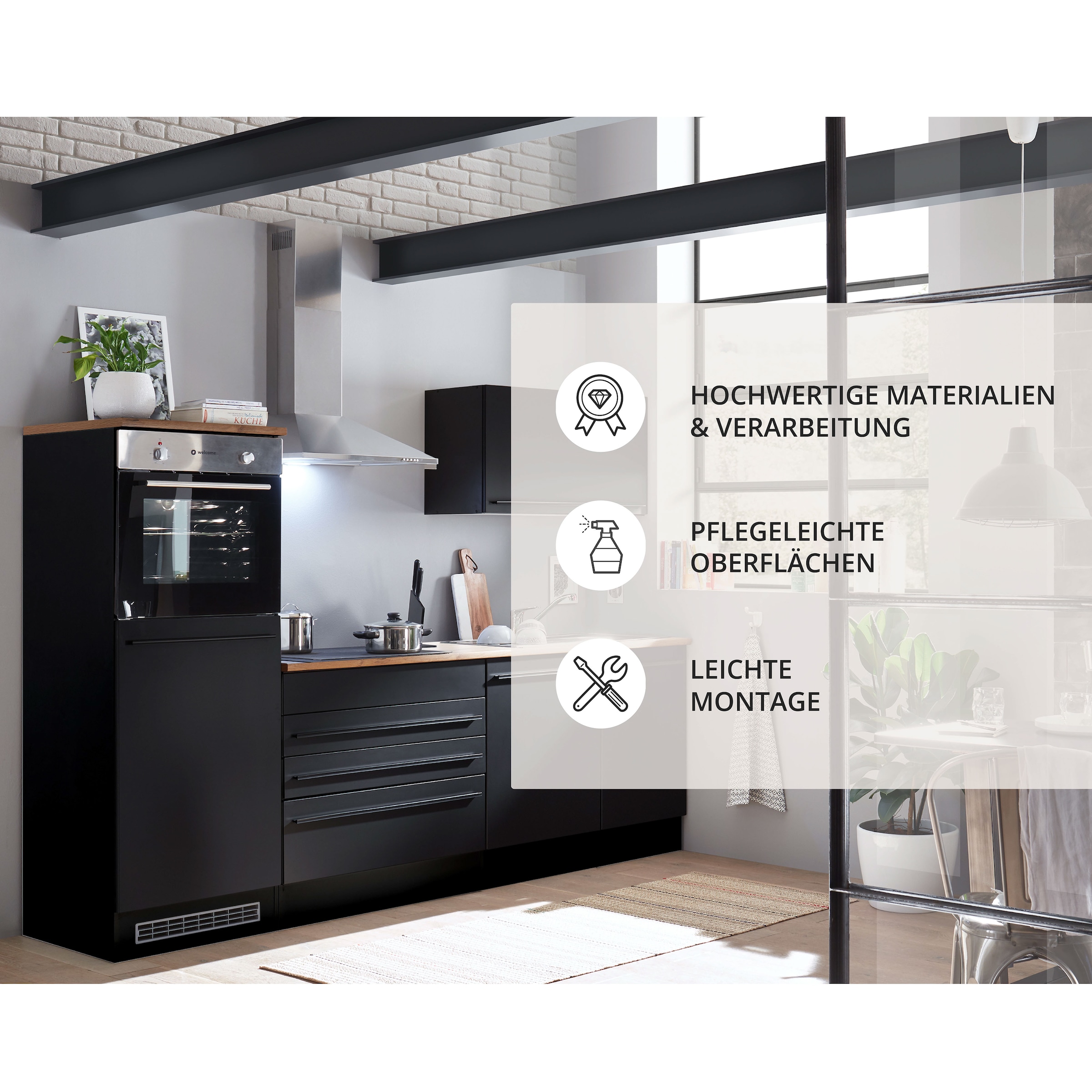 BASIC by Balculina Küchenzeile »Jazz«, Breite 260 cm, wahlweise mit E-Geräten