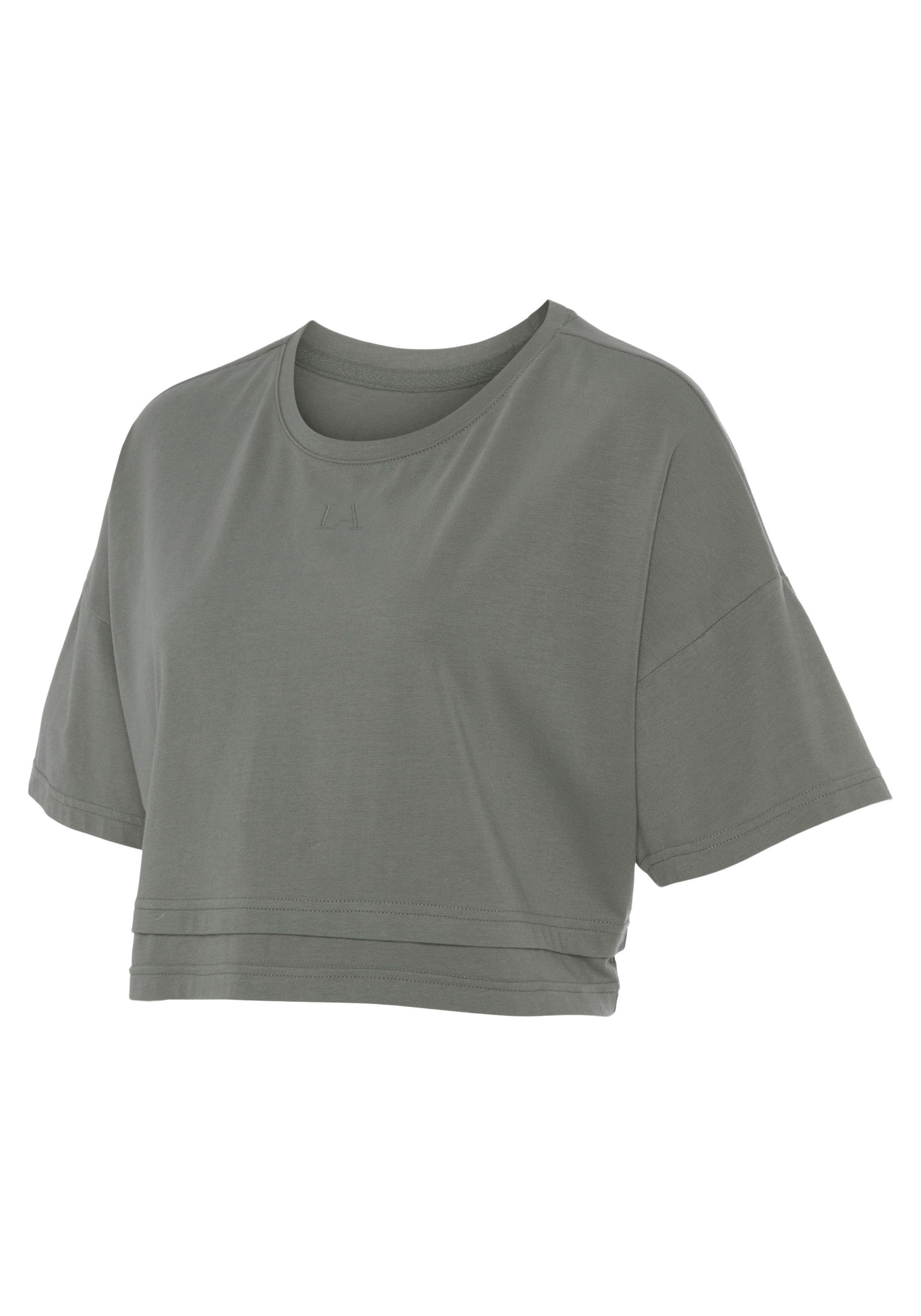 LASCANA Kurzarmshirt, mit kastigem Schnitt und Lagen-Look