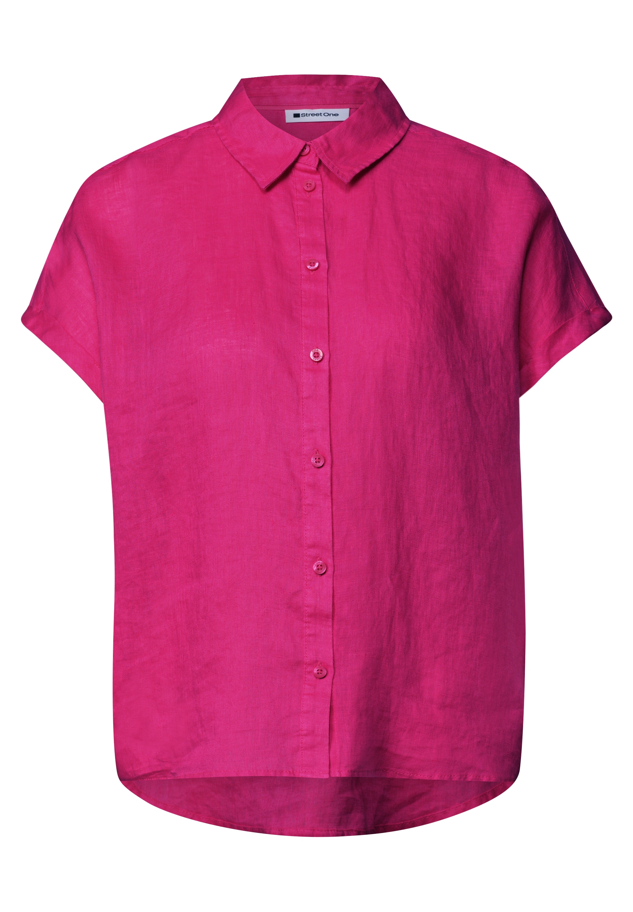 STREET ONE Kurzarmbluse Sommerbluse mit Dropped Shoulders und Turn-Up-Detail