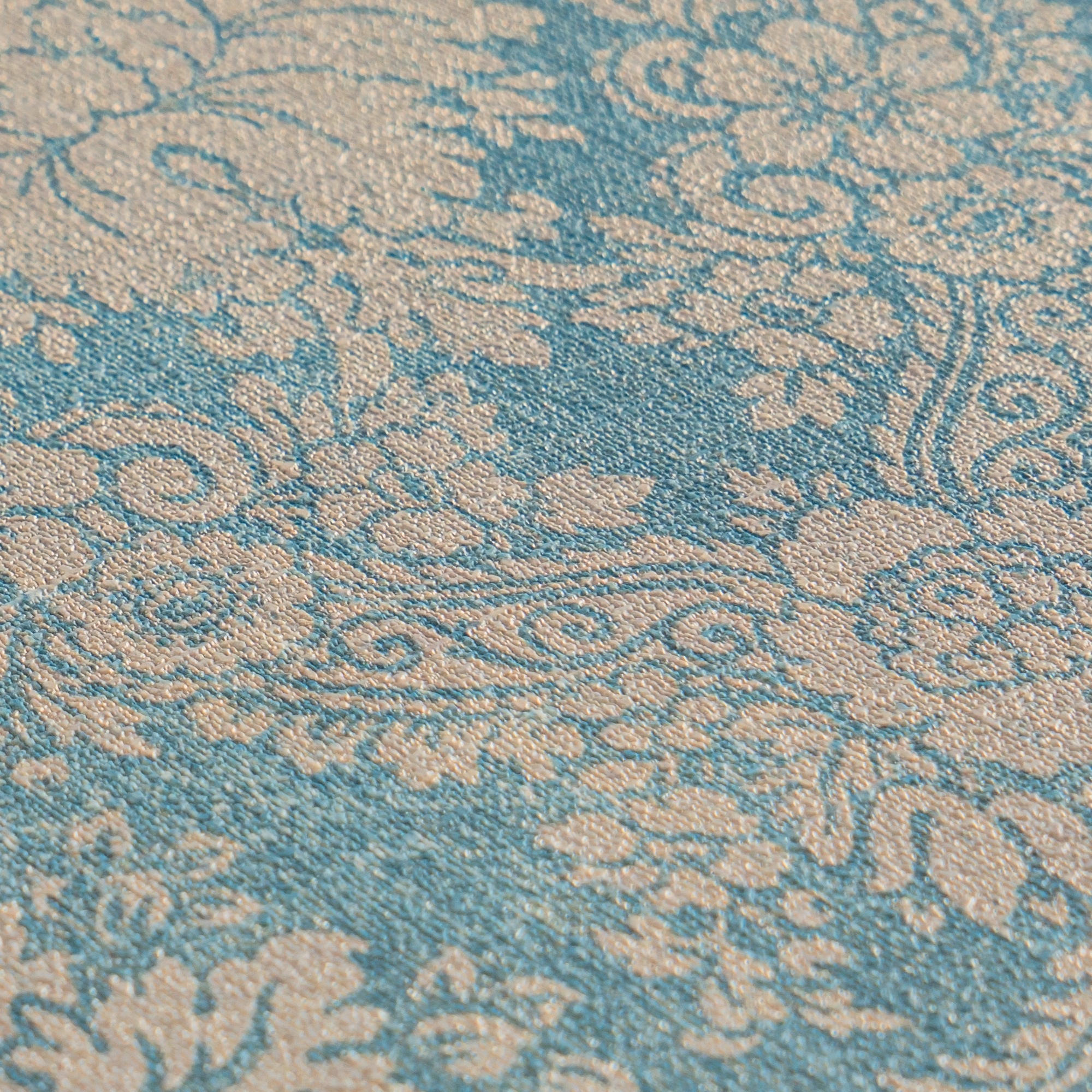 A.S. Création Vliestapete »Styleguide Vliestapete Barock Mustertapete Ornamente Blau Beige«, Strukturmuster, moderne Tapete mit Klassik-Muster Vliestapete für Schlafzimmer Flur