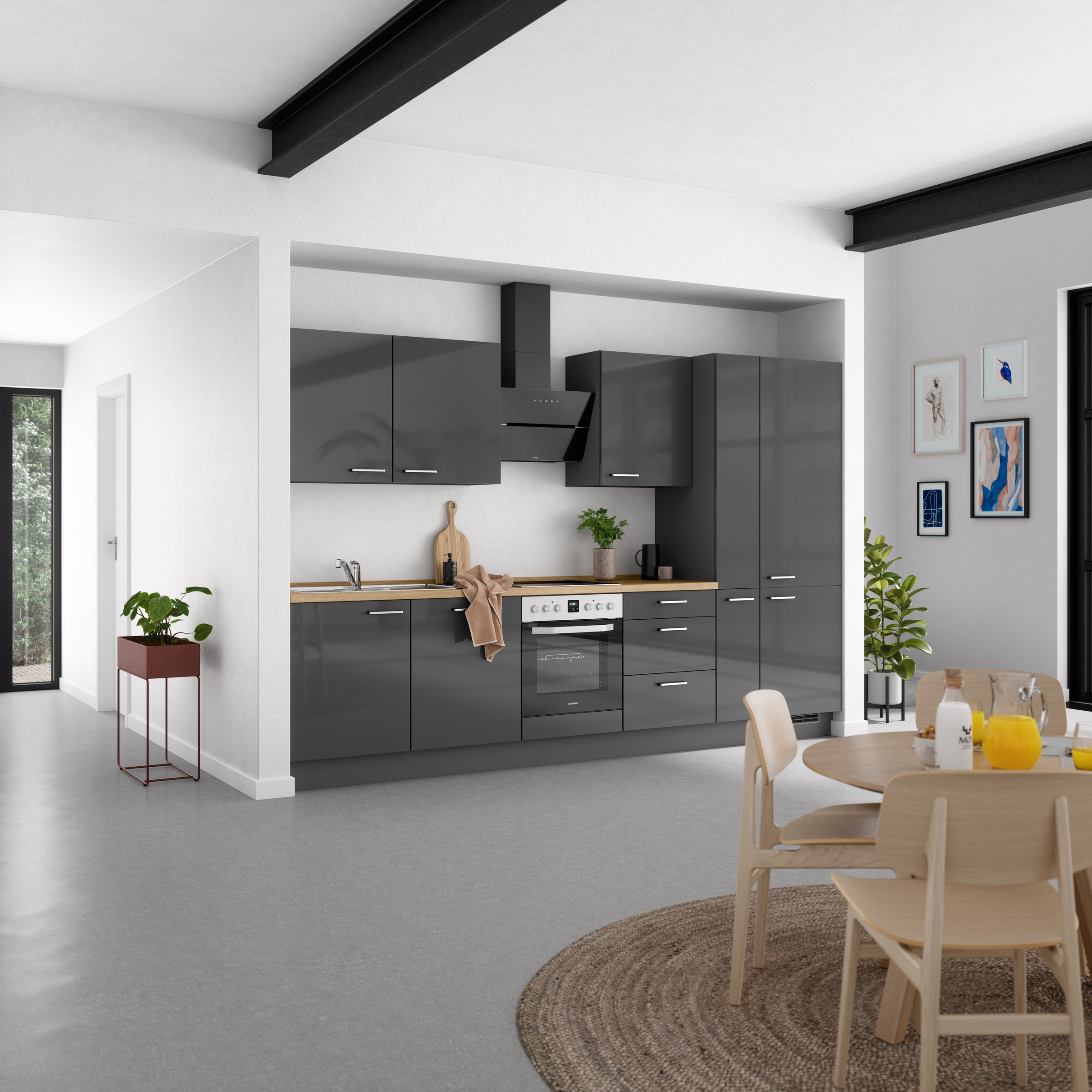 nobilia® Küchenzeile »"Flash II"«, vormontiert, Ausrichtung wählbar, Breite 330 cm, wahlw. mit E-Geräten