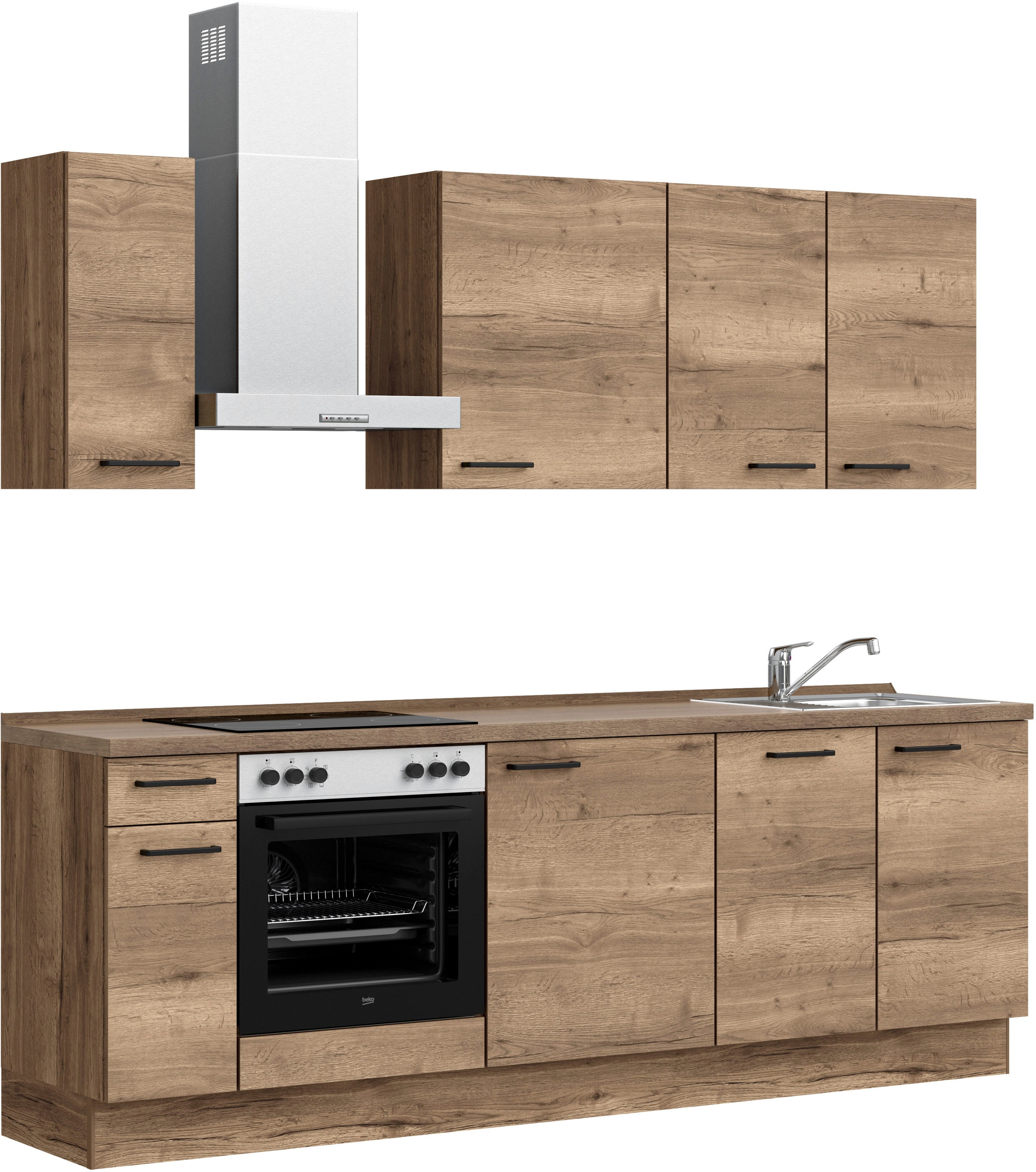 nobilia® Küchenzeile »"Structura I"«, vormontiert, Ausrichtung wählbar, Breite 240 cm, wahlw. mit E-Geräten