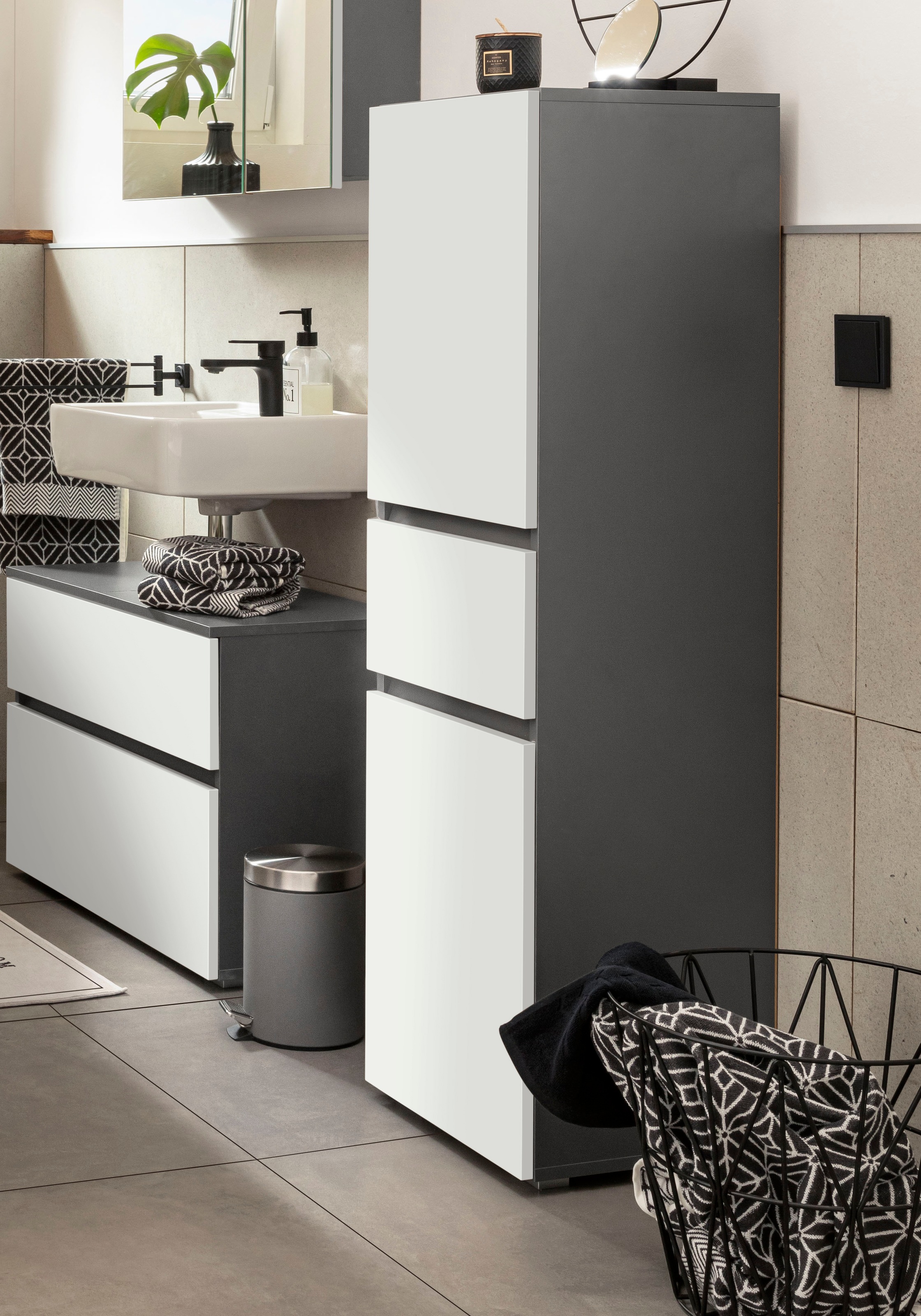 Home affaire Midischrank "Wisla" Höhe 130 cm, mit Türen & Schubkasten günstig online kaufen