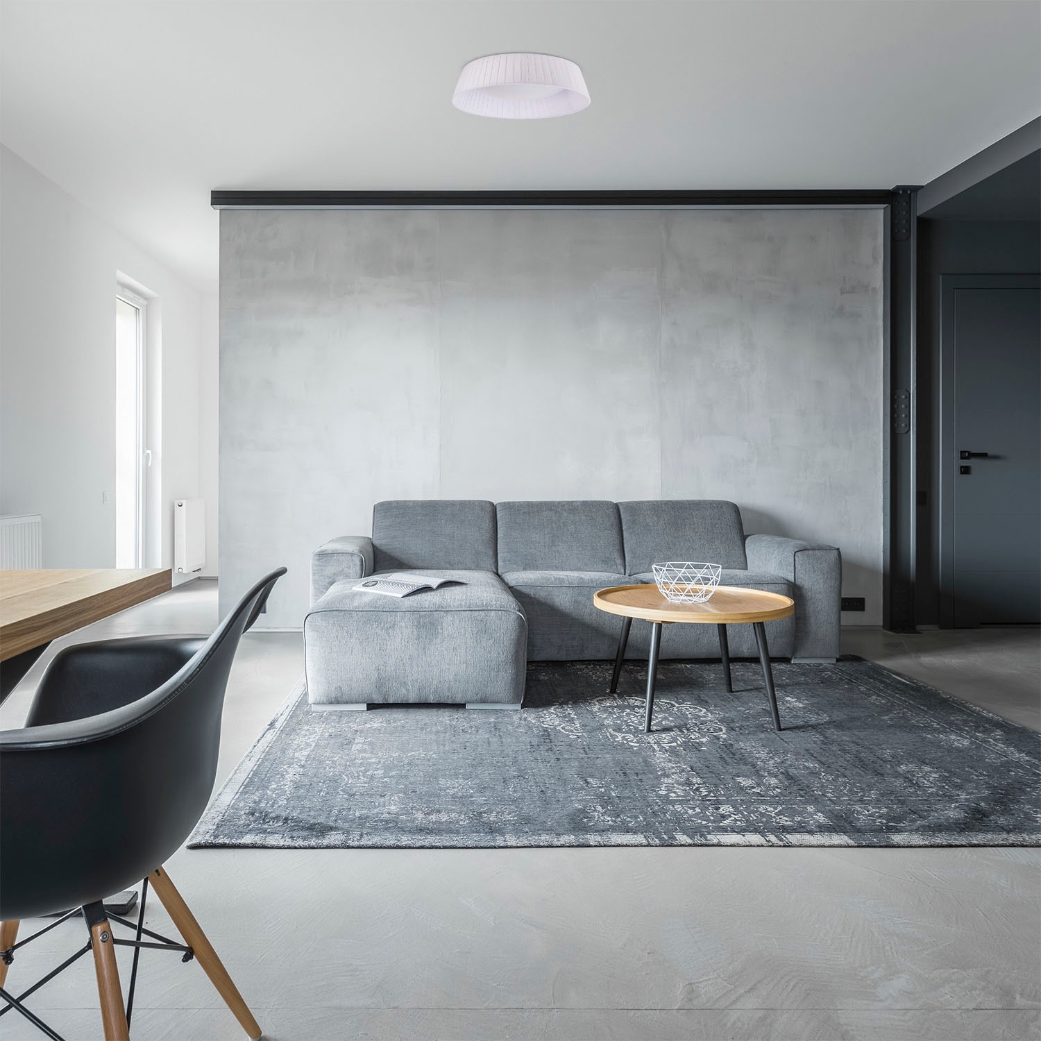 Paco Home Deckenleuchte »TARTE« E27 Rund Büroleuchte 2 x E27 Textilschirm Modern Geschlossen Unifarben