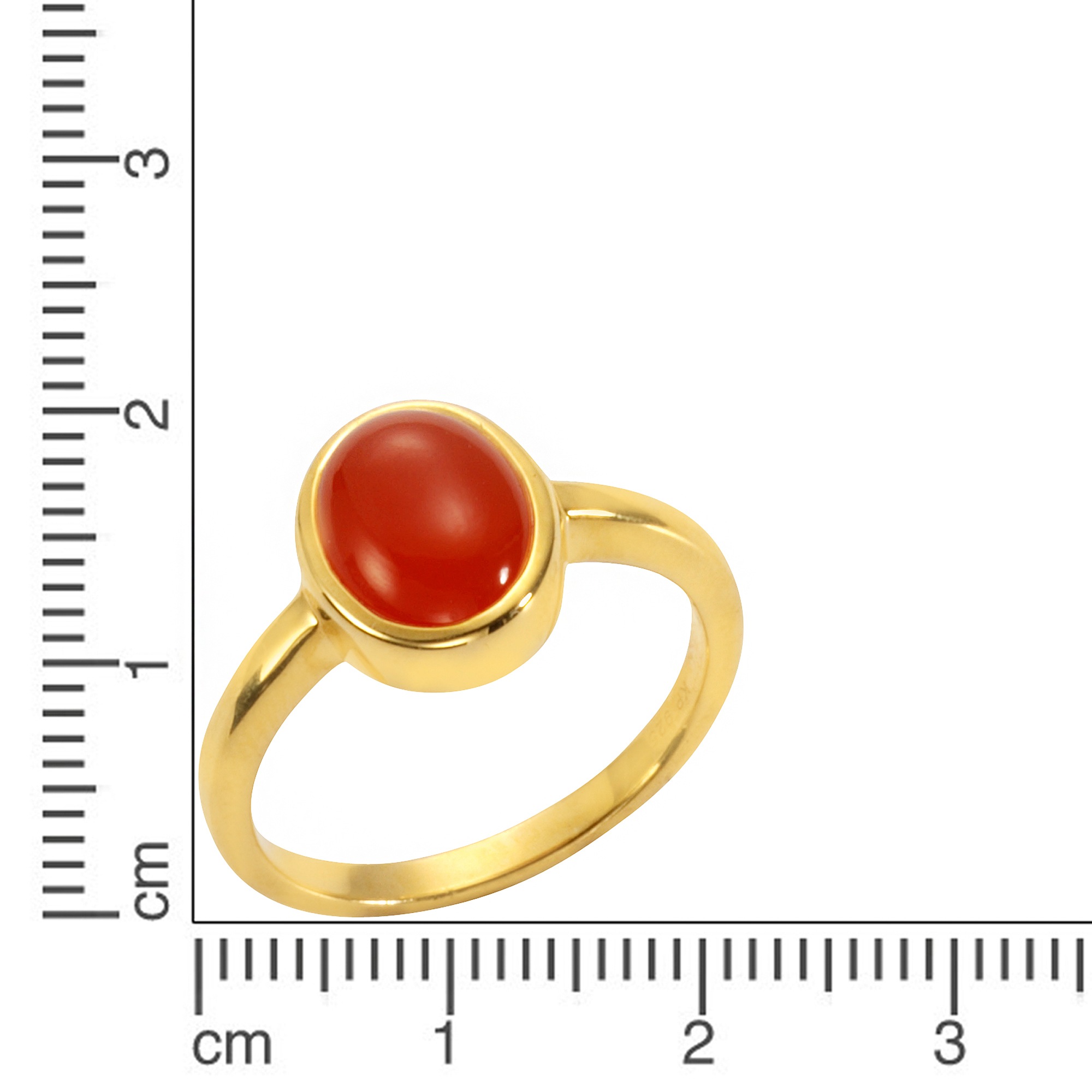 Jamelli Fingerring »Silber 925 vergoldet mit echtem Carneol 9x7mm«