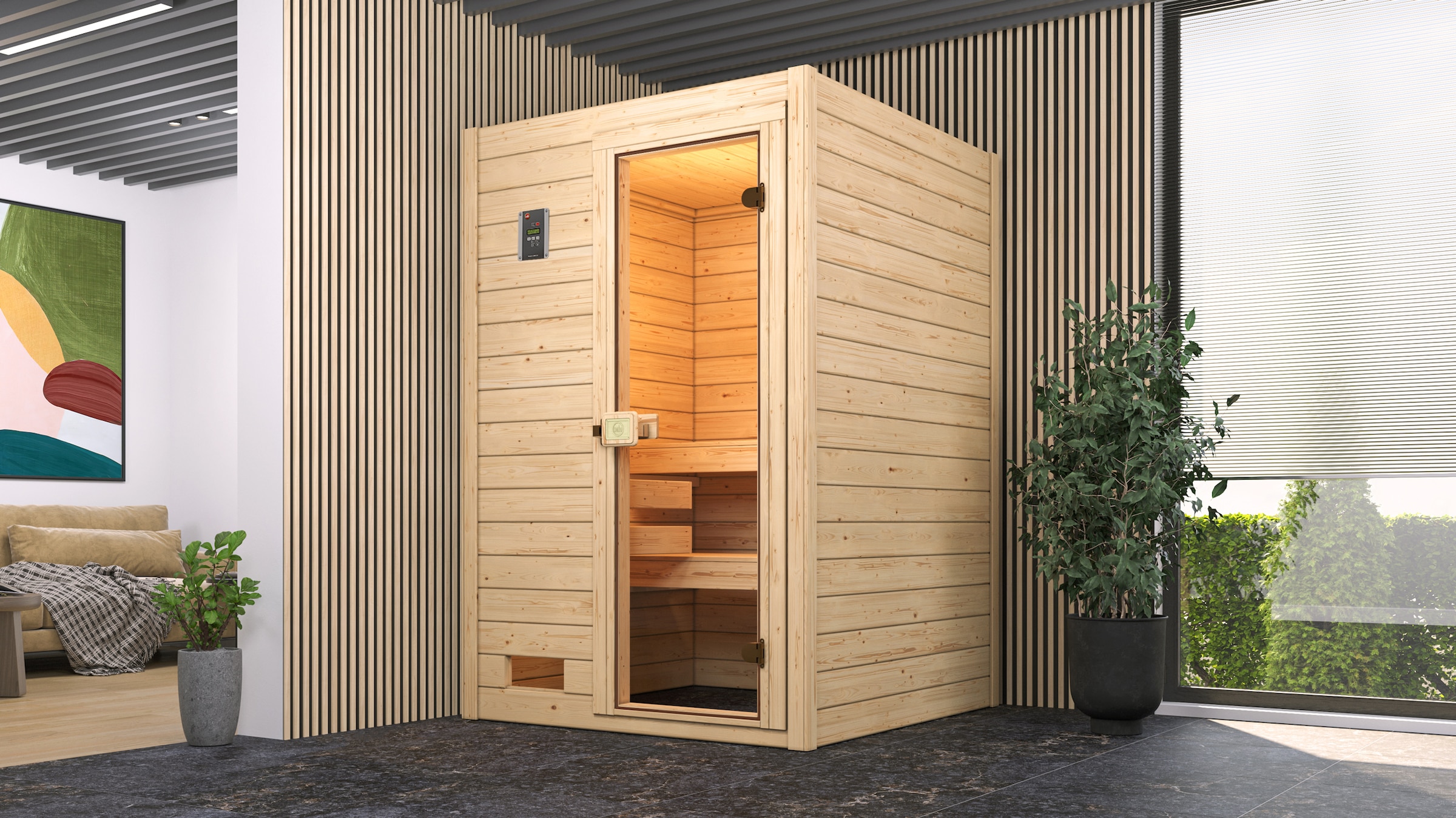 weka Sauna »Massivholzsauna VALIDA 1«, Blockbohlen, moderne Ganzglastür günstig online kaufen